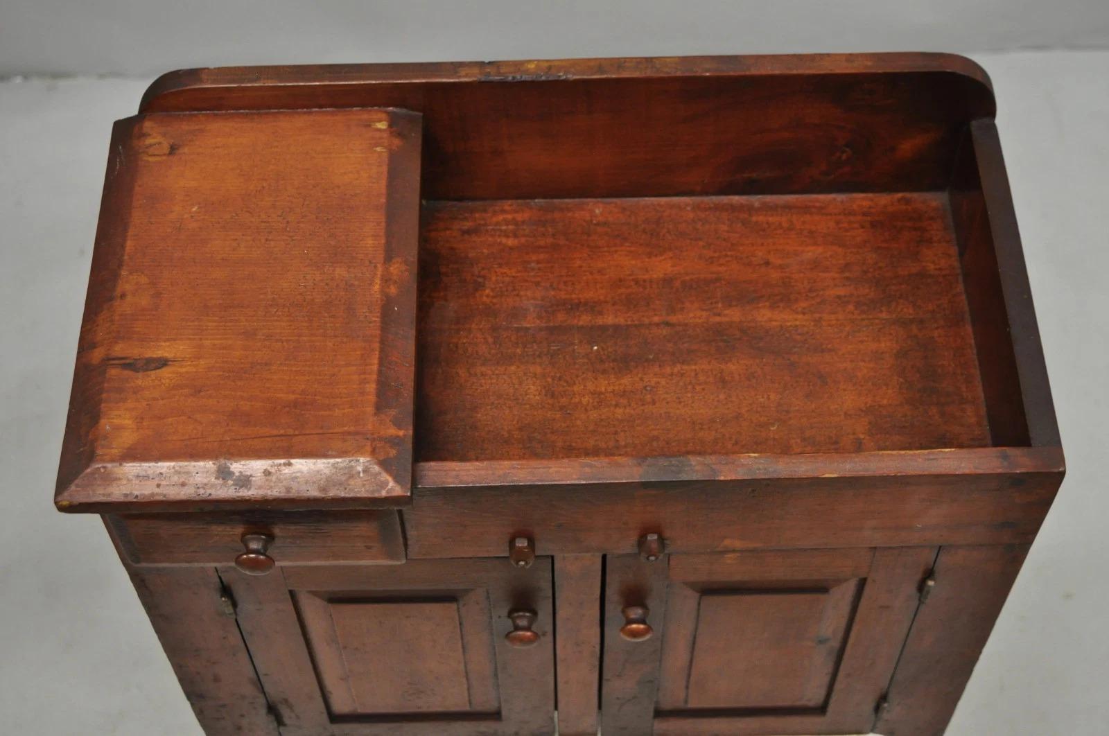 Antique Salesman Sample Primitive Miniature Pine Wood Small Dry Sink Washstand For Sale 1