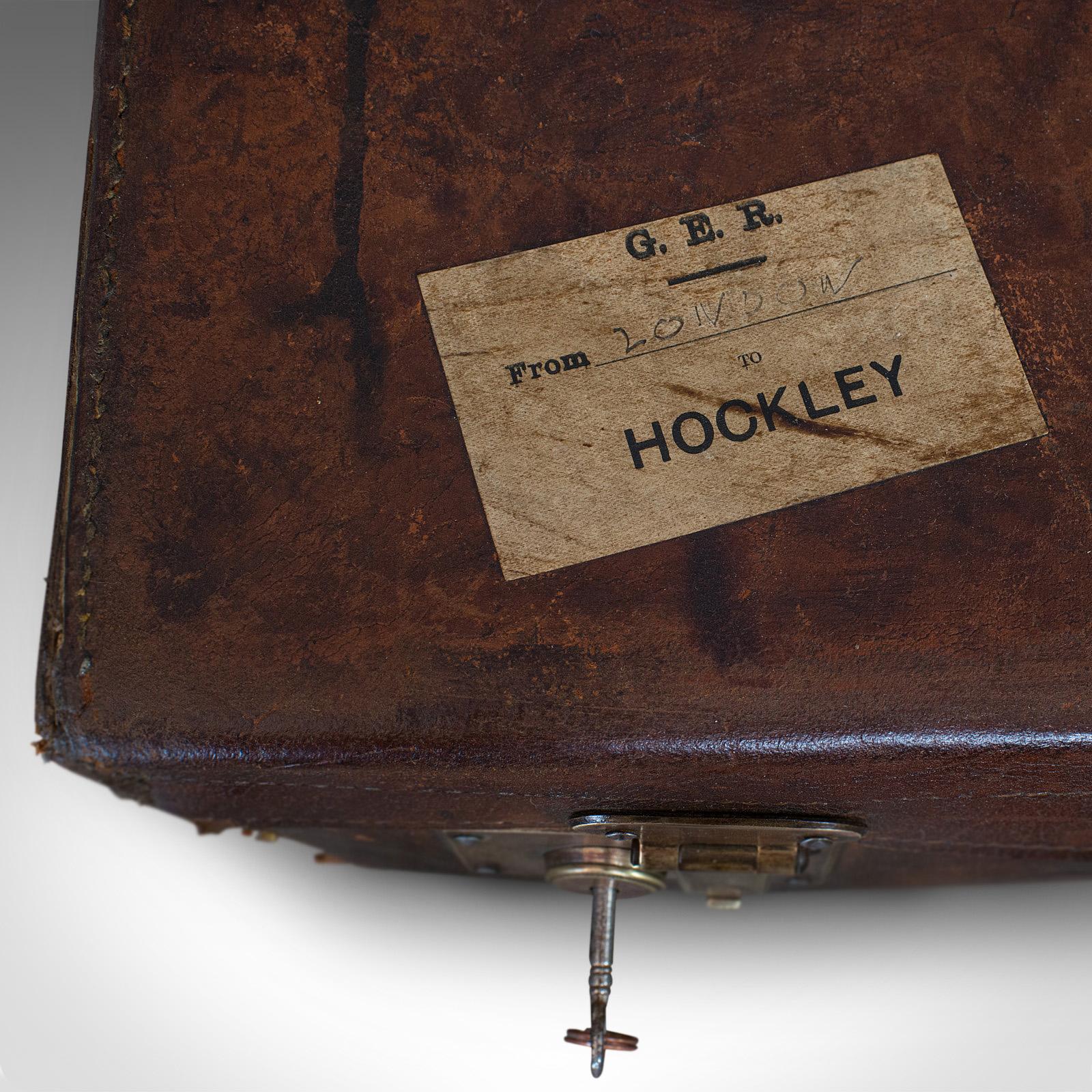 Antique Salesman's Case, English, Leather, Travel Suitcase Edwardian, circa 1910 4