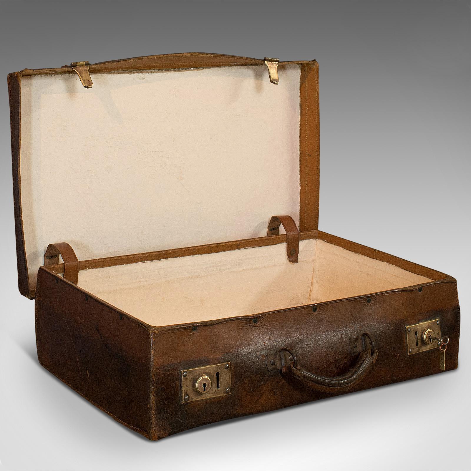 British Antique Salesman's Case, English, Leather, Travel Suitcase Edwardian, circa 1910