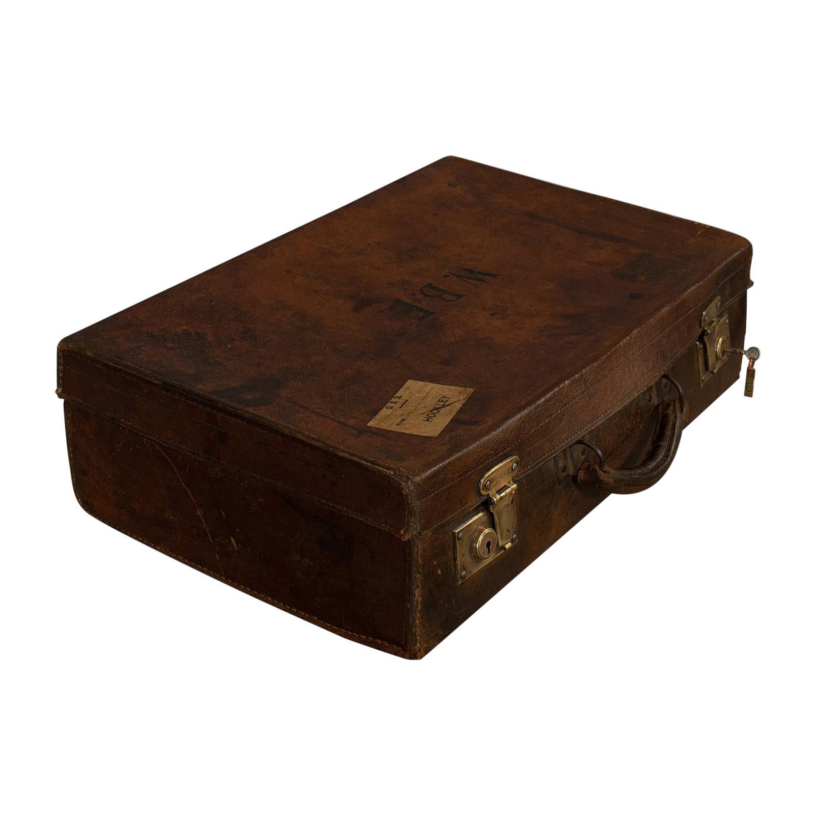 Antique Salesman's Case, English, Leather, Travel Suitcase Edwardian, circa 1910