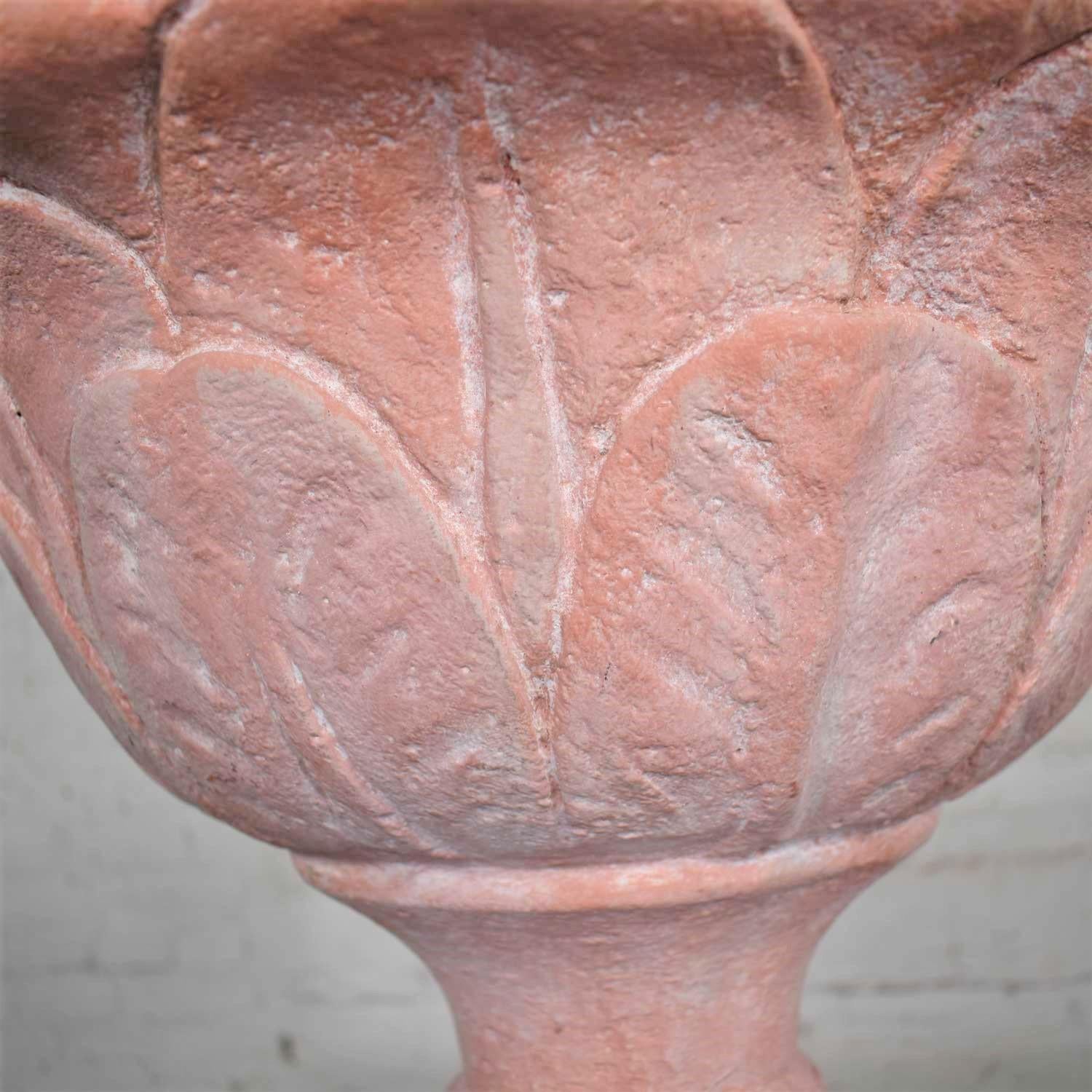 Antiqu Salmon Red Concrete Garden Urn Planter For Sale 4