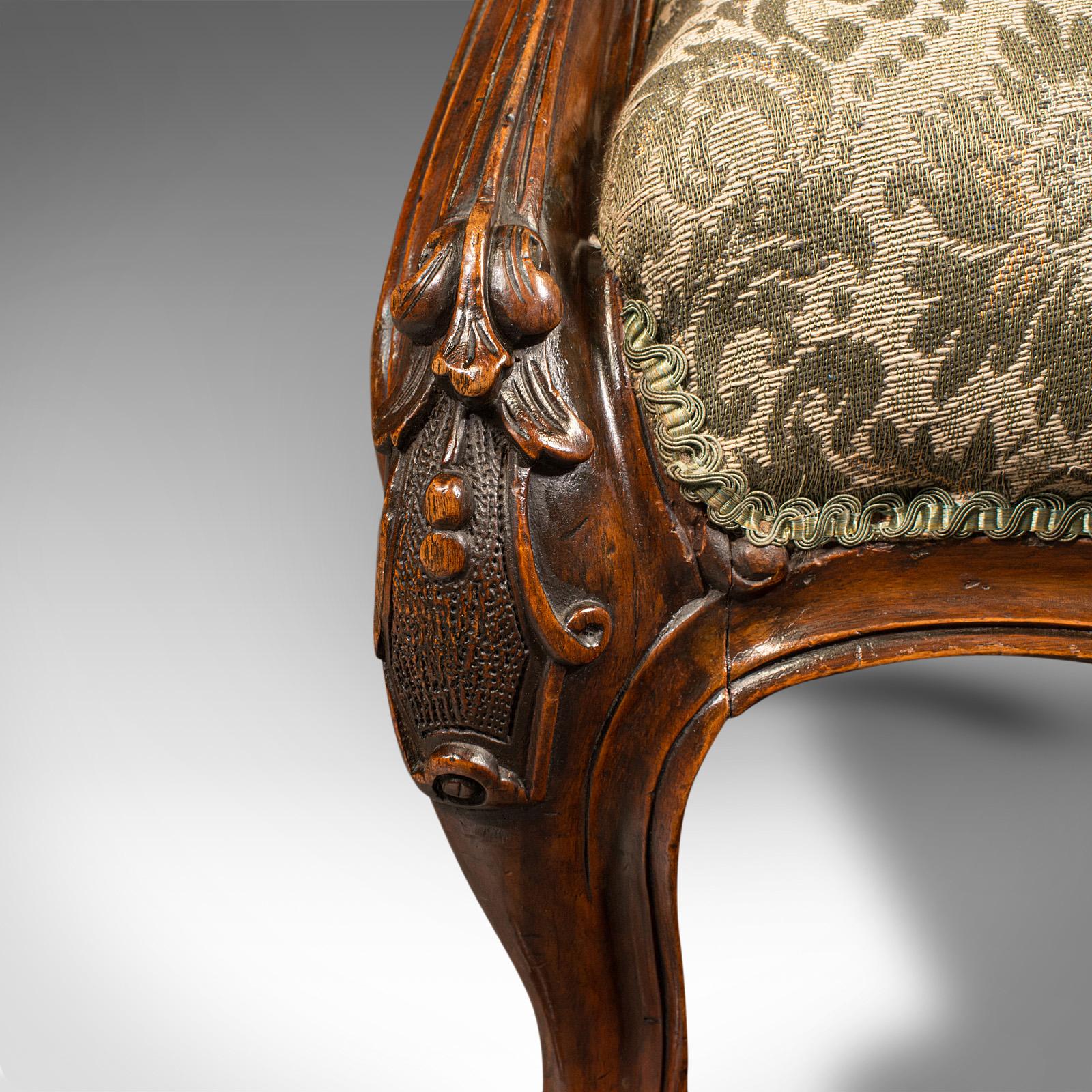 Antique Salon Chair, English, Walnut, Armchair, Early Victorian, circa 1840 For Sale 4