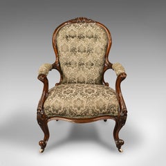 Antique Salon Chair, English, Walnut, Armchair, Early Victorian, circa 1840