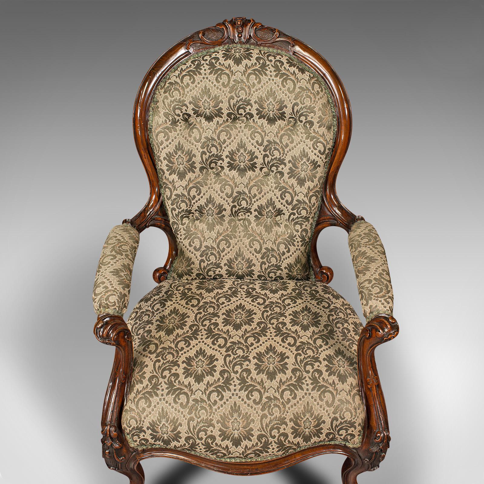 Antique Salon Chair, English, Walnut, Armchair, Early Victorian, circa 1840 en vente 1
