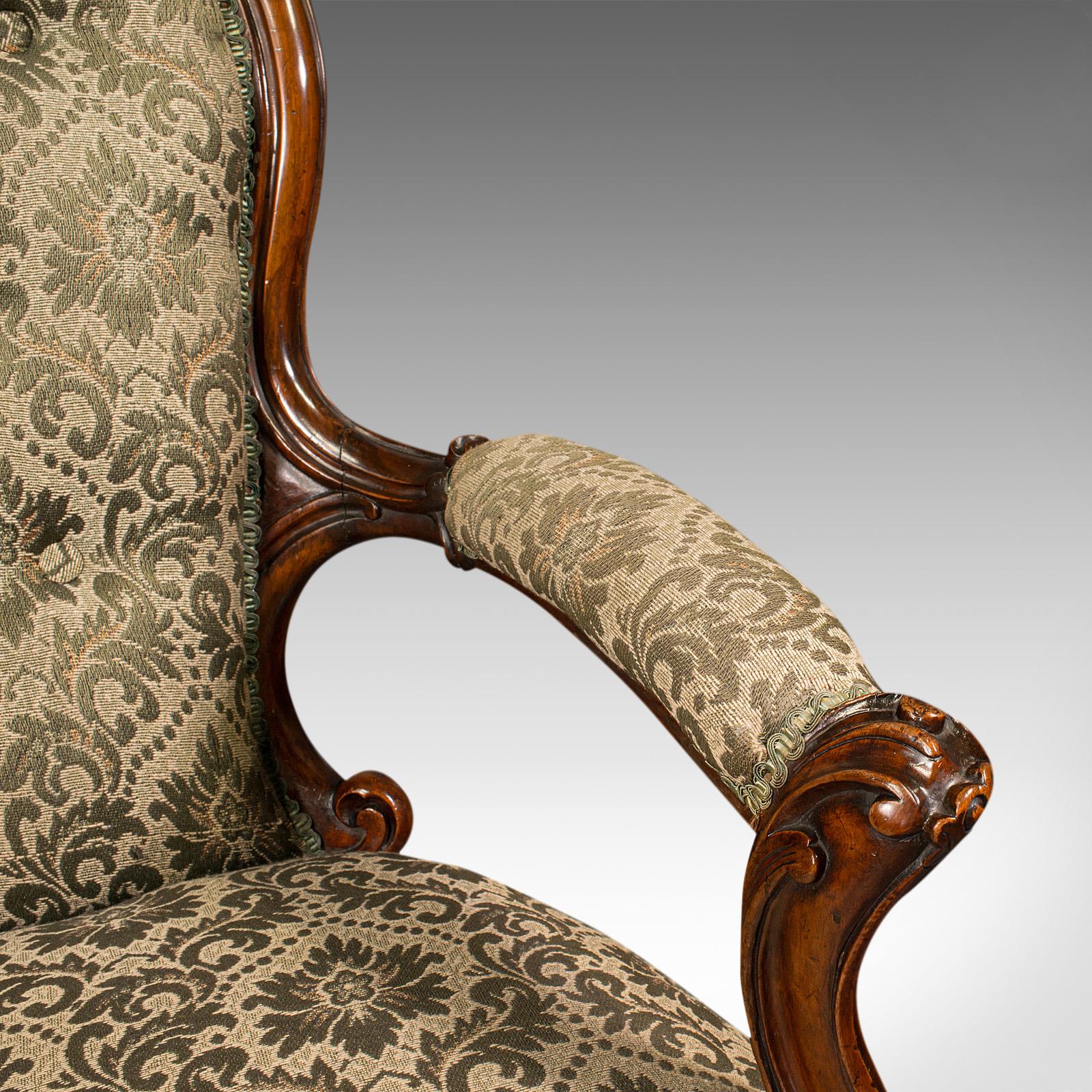 Antique Salon Chair, English, Walnut, Armchair, Early Victorian, circa 1840 For Sale 1