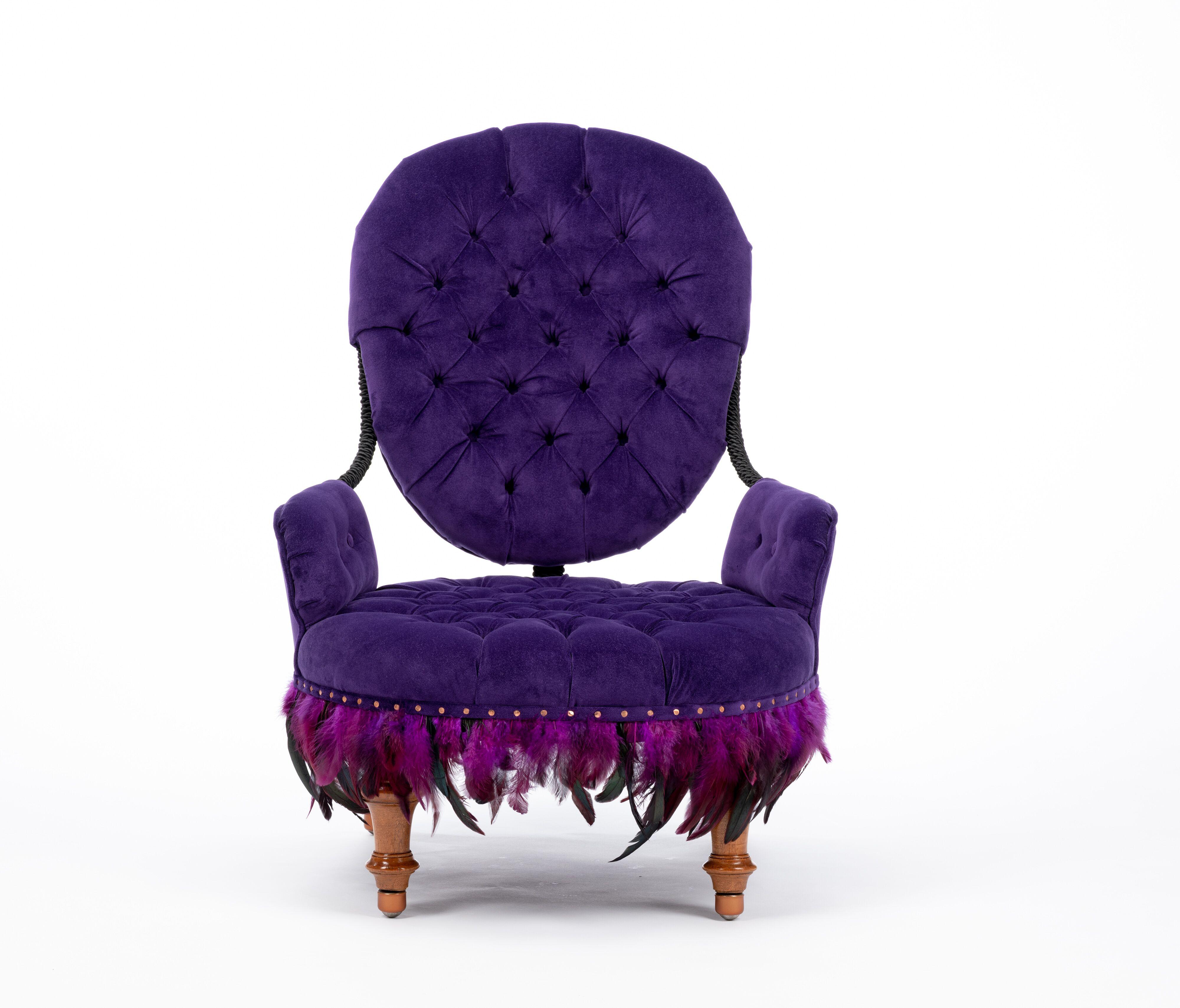 Antique Salon Chair Purple Reign Burlesque Chair, France, circa 1875 1