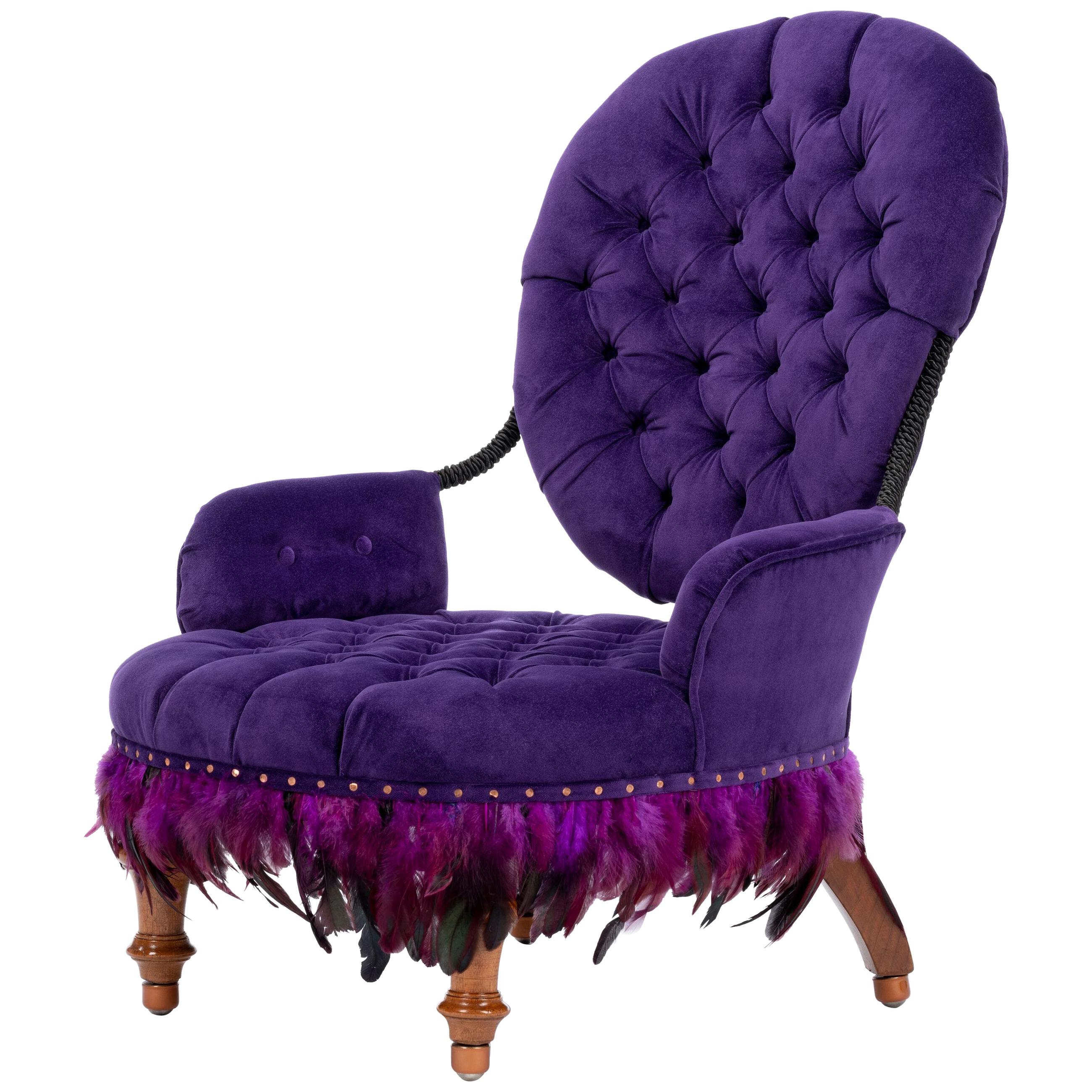 Antique Salon Chair Purple Reign Burlesque Chair, France, circa 1875