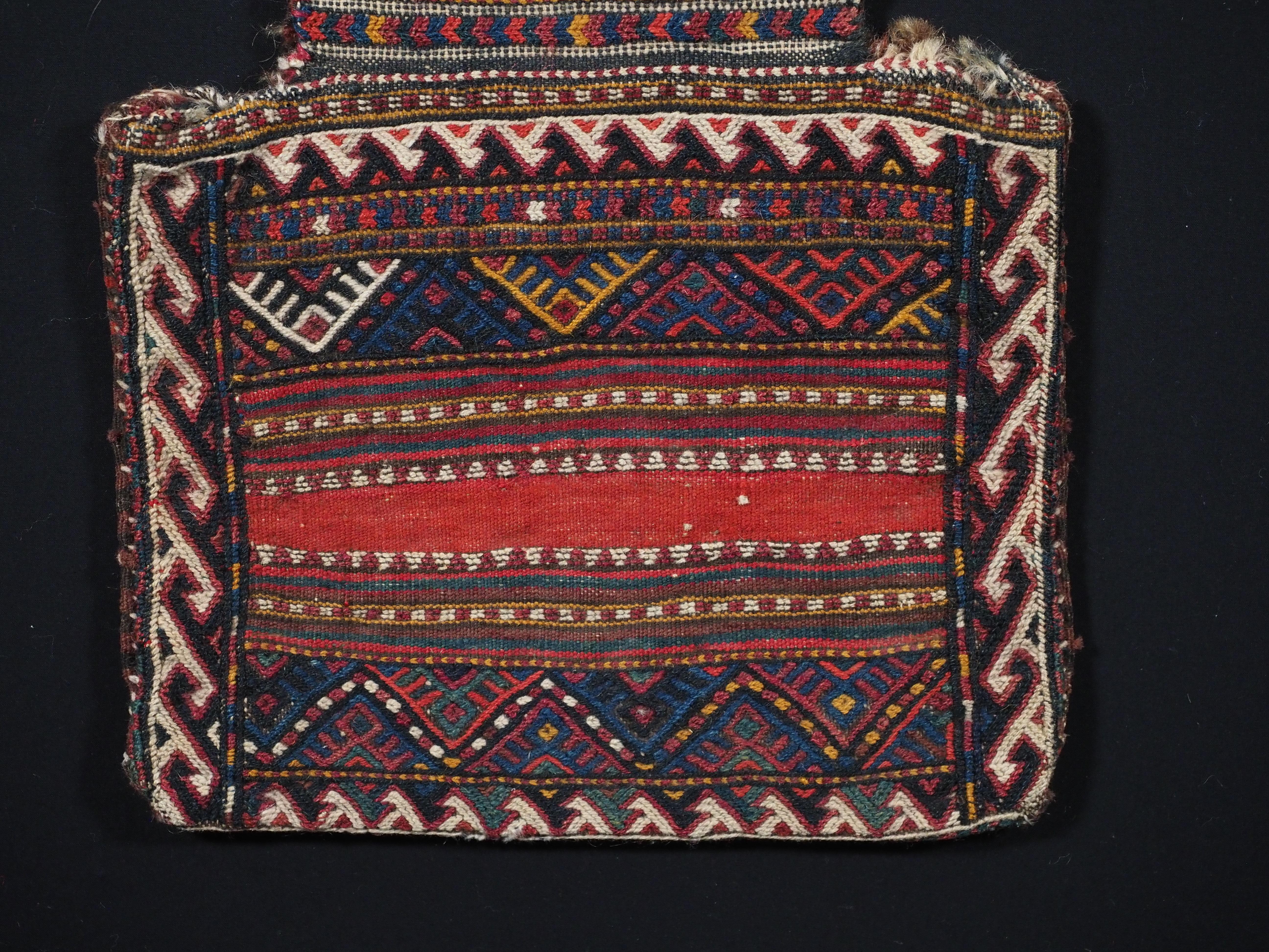 Persian Antique salt-bag by the Quchan Kurd nomads.    Circa 1900. For Sale