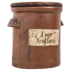 Ancienne jarre d'apothicaire émaillée au sel et peinte à la main, pot de bouche d'apothicaire, vers 1900