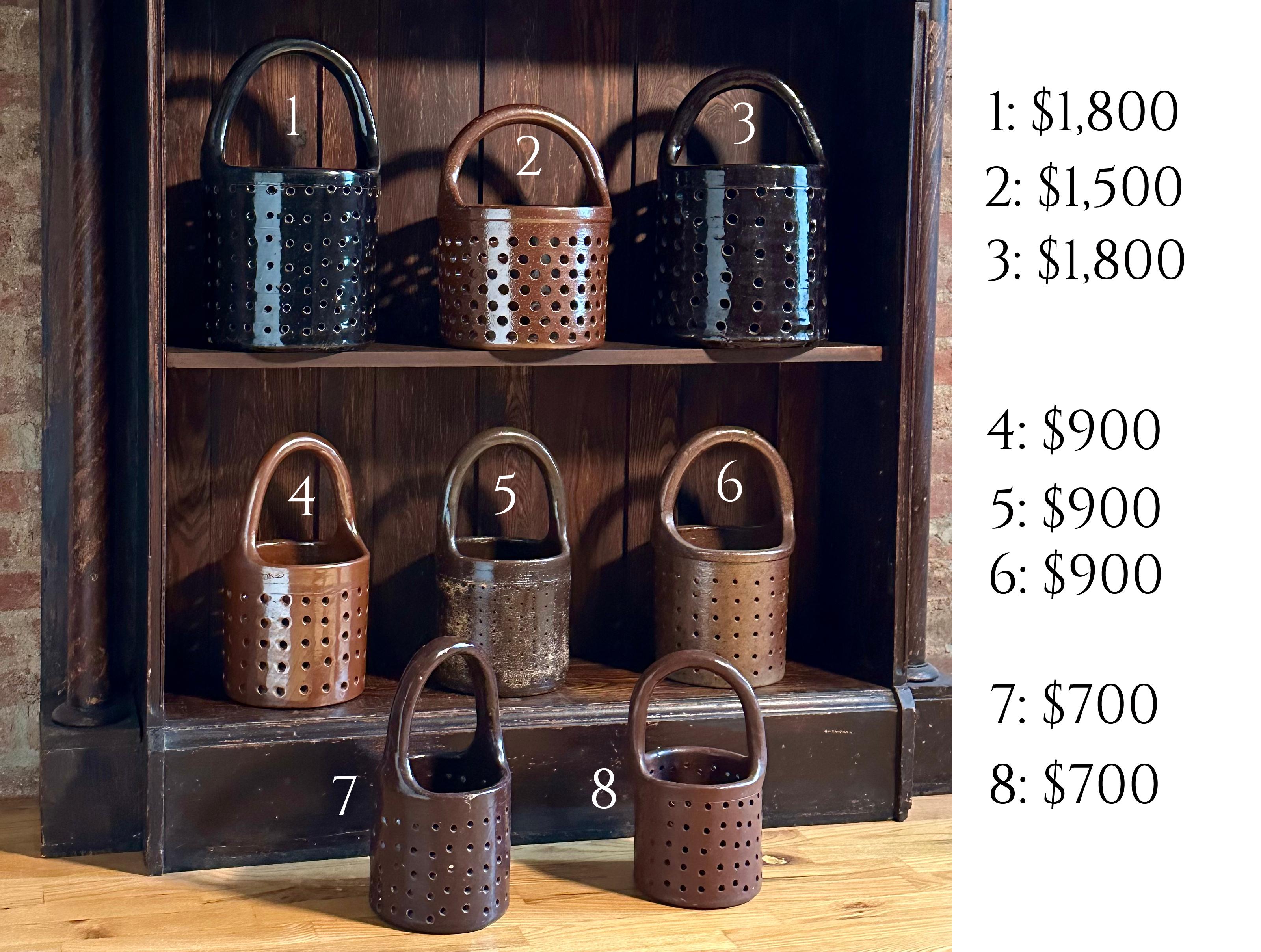 Antique Salt Glazed Industrial Stoneware Dipping Baskets, Early 1900s For Sale 2