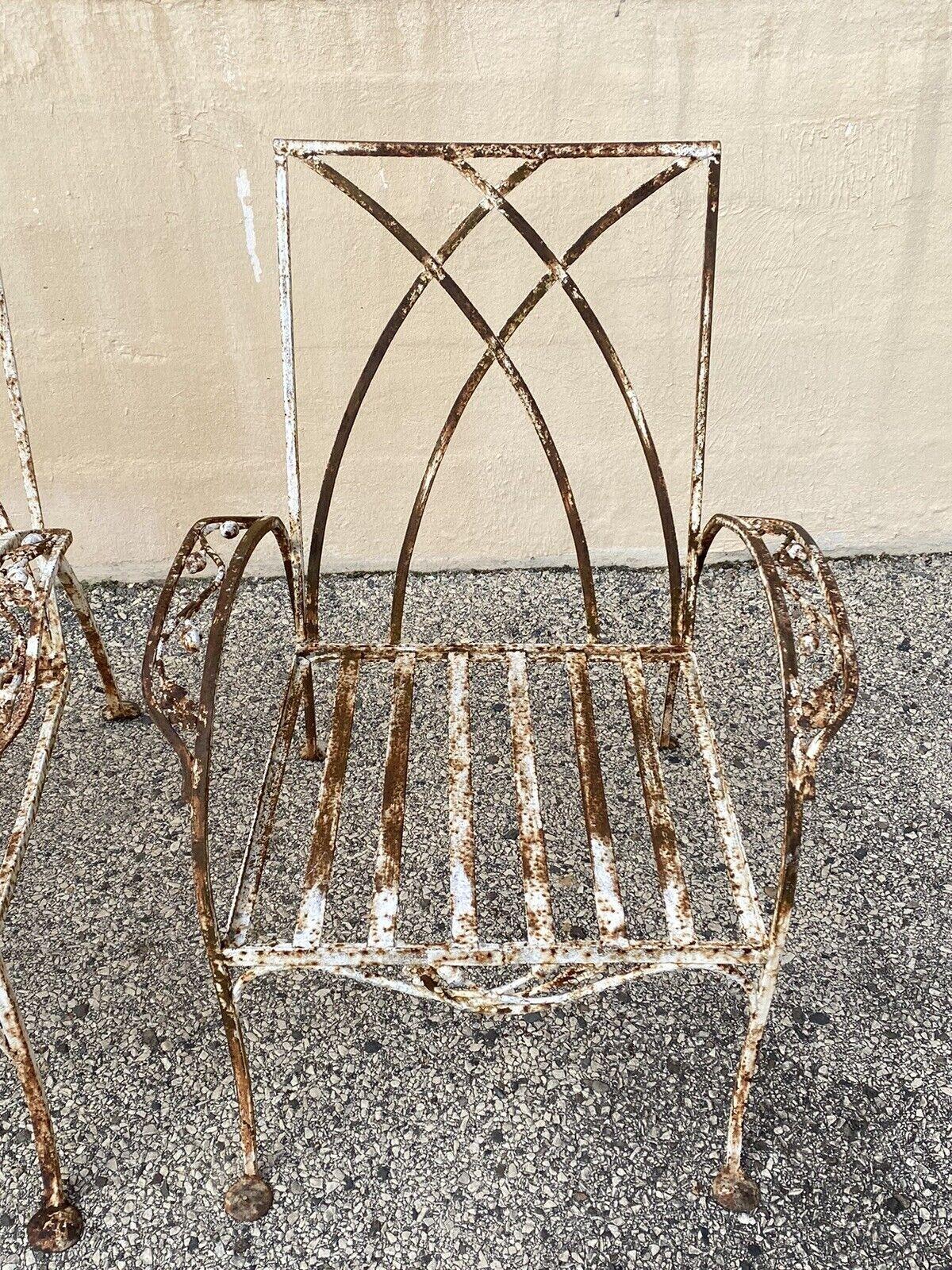 Antique Salterini Mt Vernon Art Deco Wrought Iron Garden Patio Settee Chair Set 2