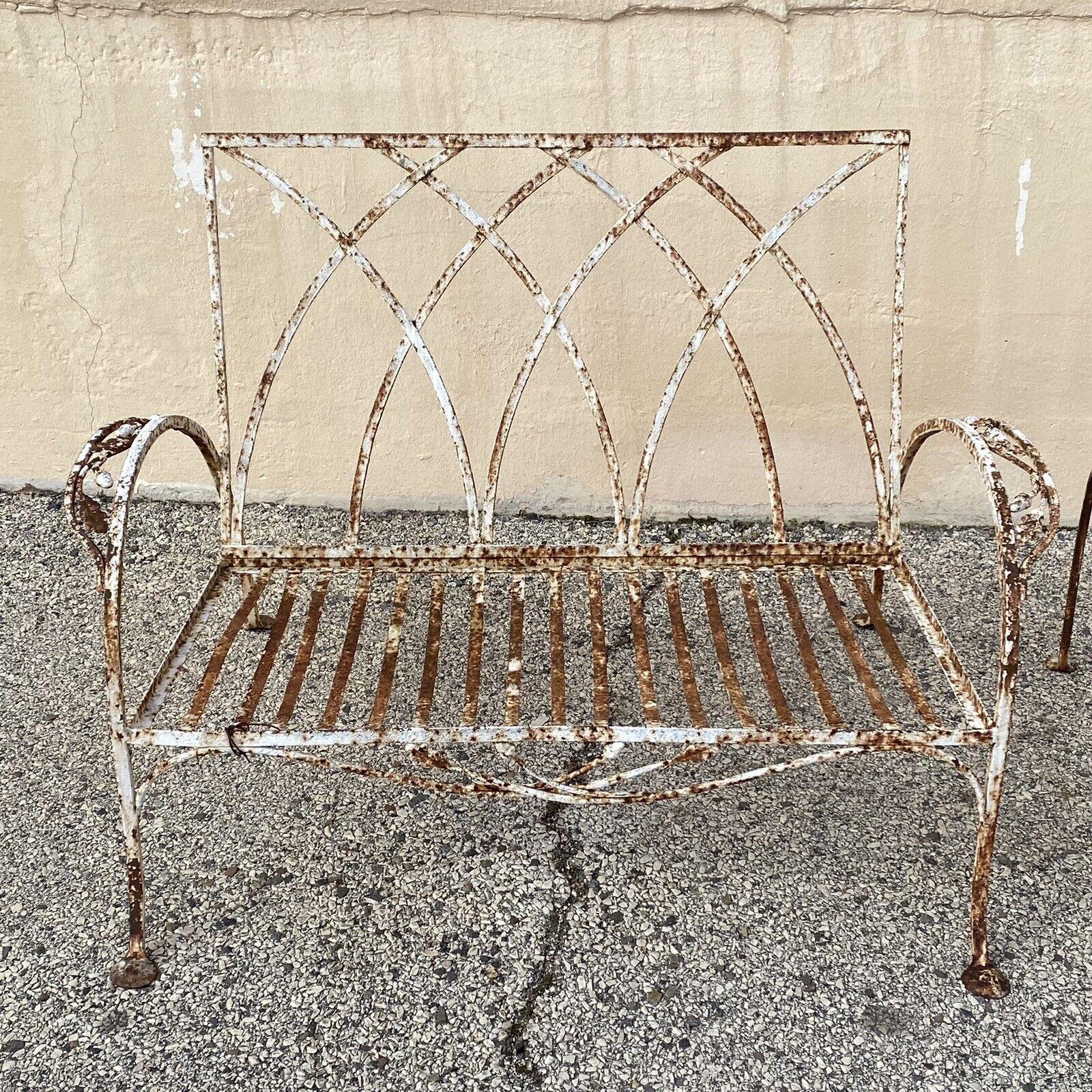 Antique Salterini Mt Vernon Art Deco Wrought Iron Garden Patio Settee Chair Set 4