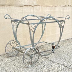 Antique Salterini Mt Vernon Wrought Iron Art Nouveau Patio Serving Bar Tea Cart