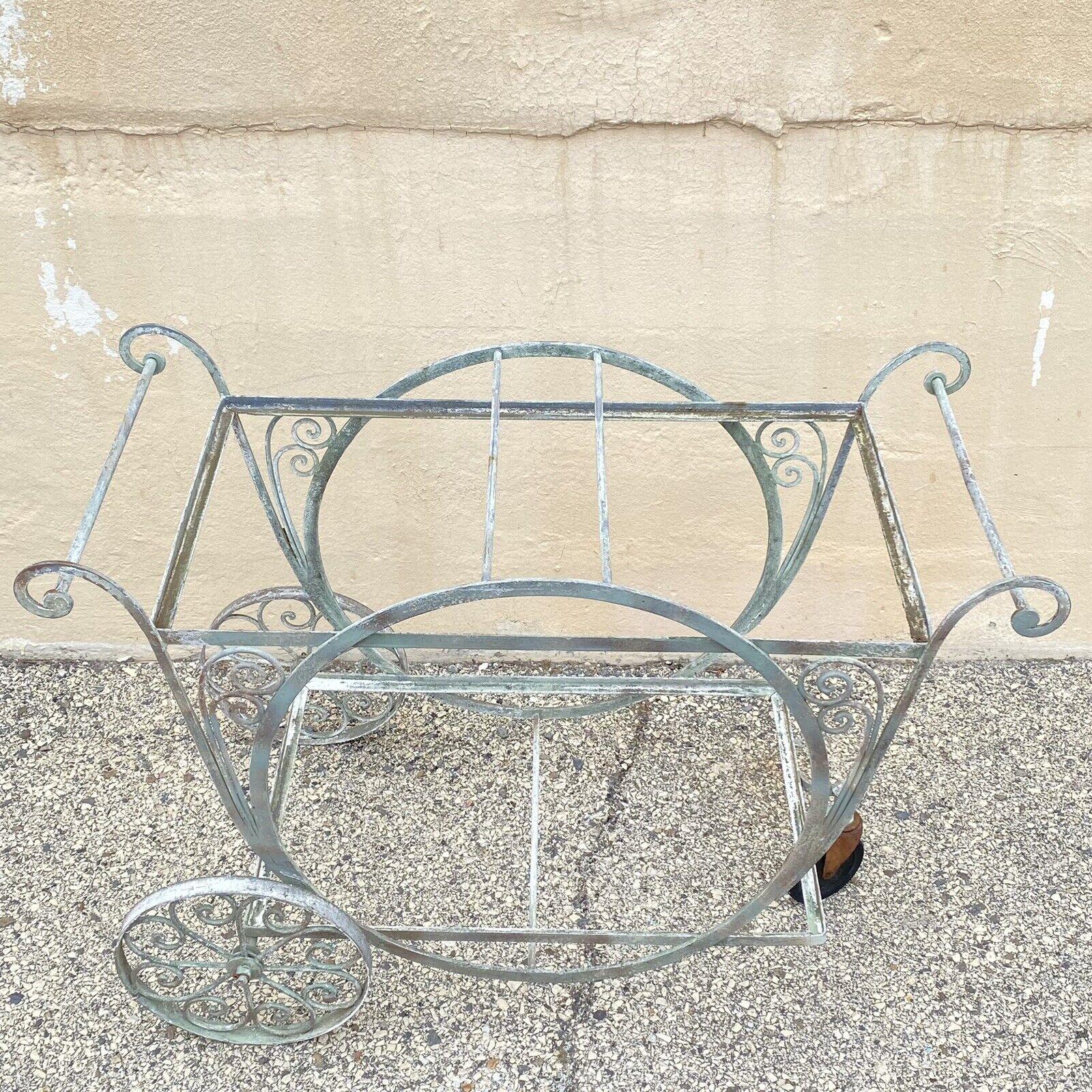 Antique Salterini Mt Vernon Wrought Iron Art Nouveau Serving Bar Tea Cart For Sale 1