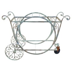Antique Salterini Mt Vernon Wrought Iron Art Nouveau Serving Bar Tea Cart