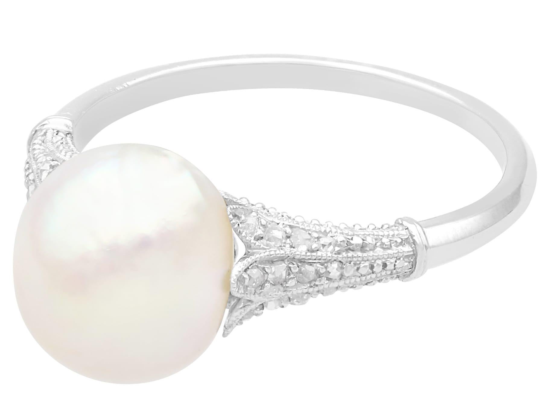 Anello di fidanzamento antico con perla d'acqua salata e diamante in platino in vendita 1