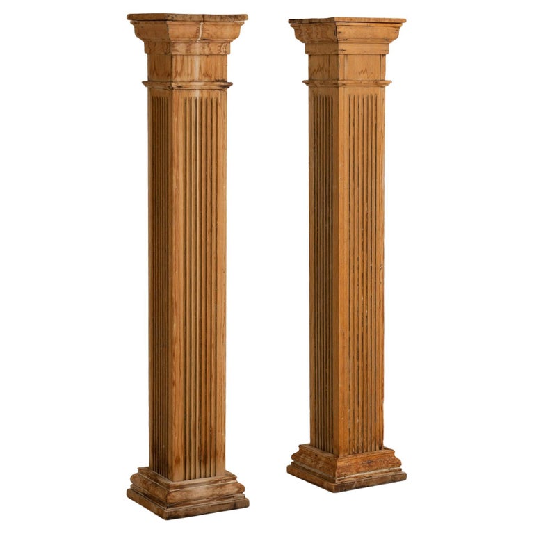 Antique Salvaged Architectural Wood Columns a Pair For Sale at 1stDibs