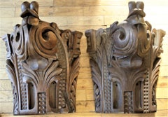 Ménsulas, Ménsulas o Estantes Antiguos de Madera Tallada Recuperada para Paredes Arquitectónicas