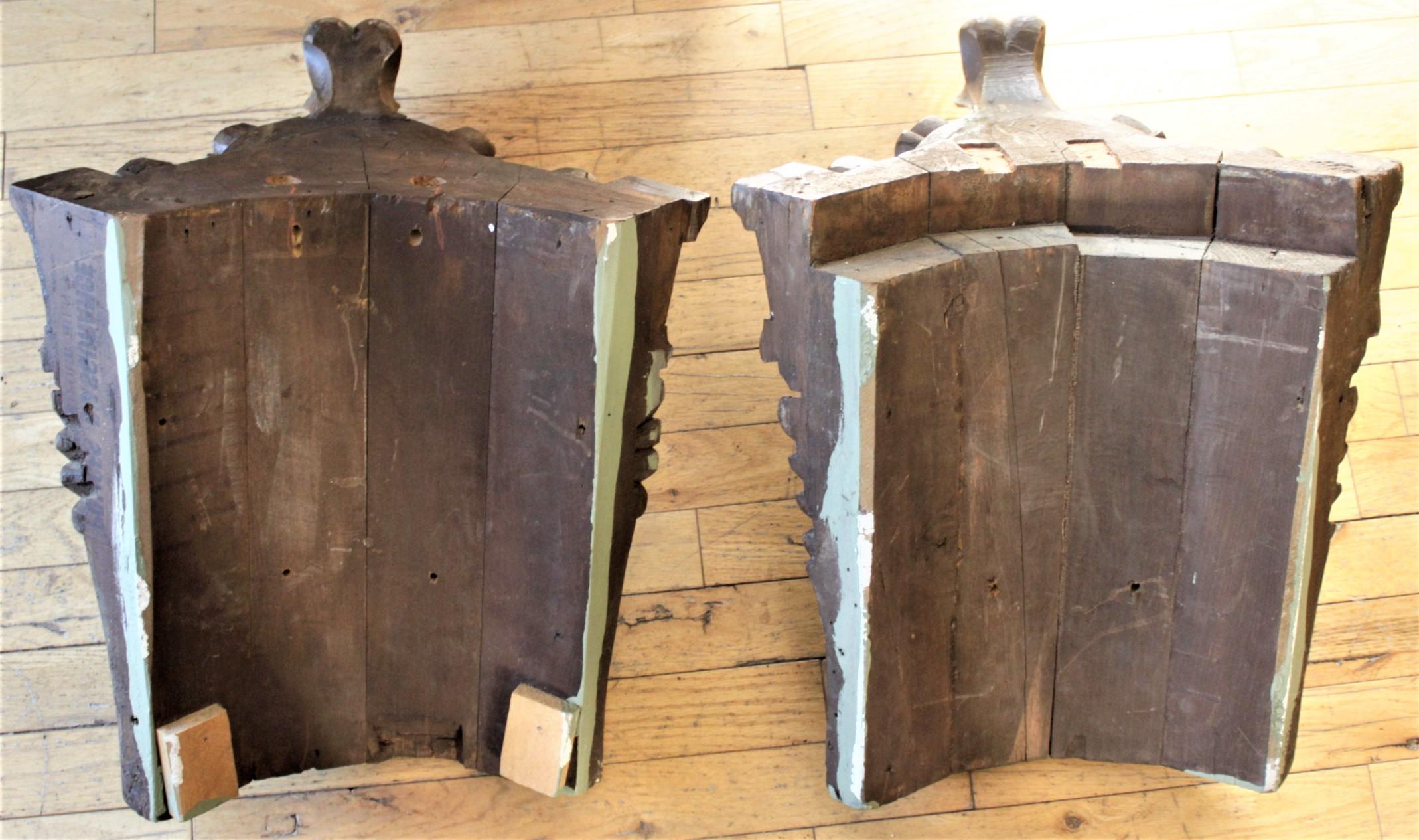 Early Victorian Antique Salvaged Carved Wooden Architectural Wall Brackets, Corbels or Shelves For Sale