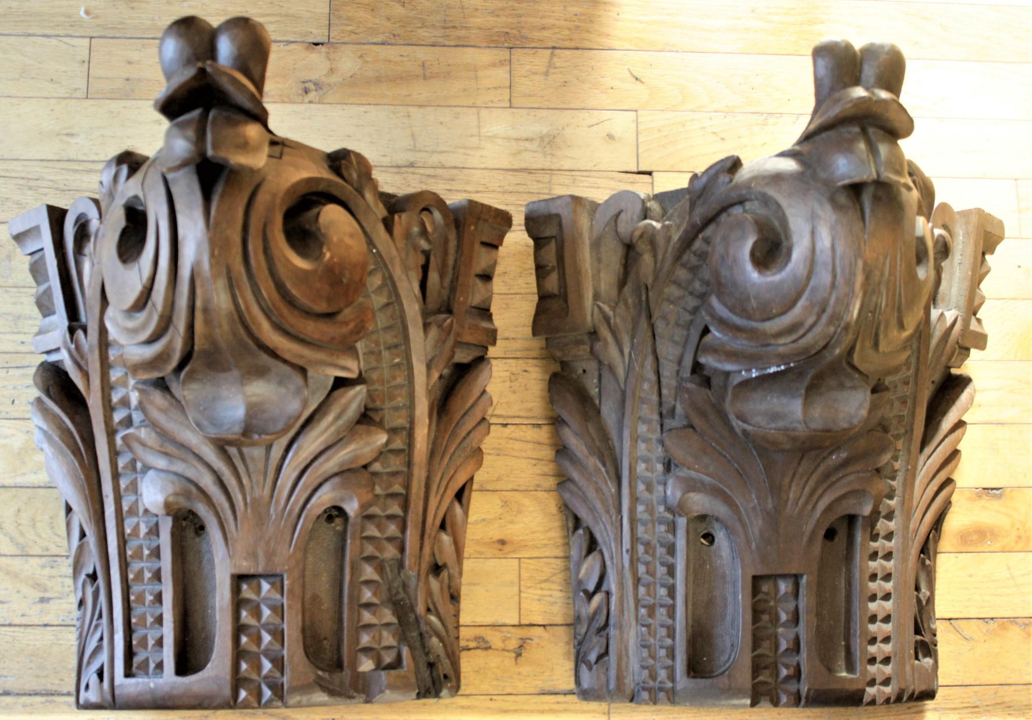 Canadian Antique Salvaged Carved Wooden Architectural Wall Brackets, Corbels or Shelves For Sale