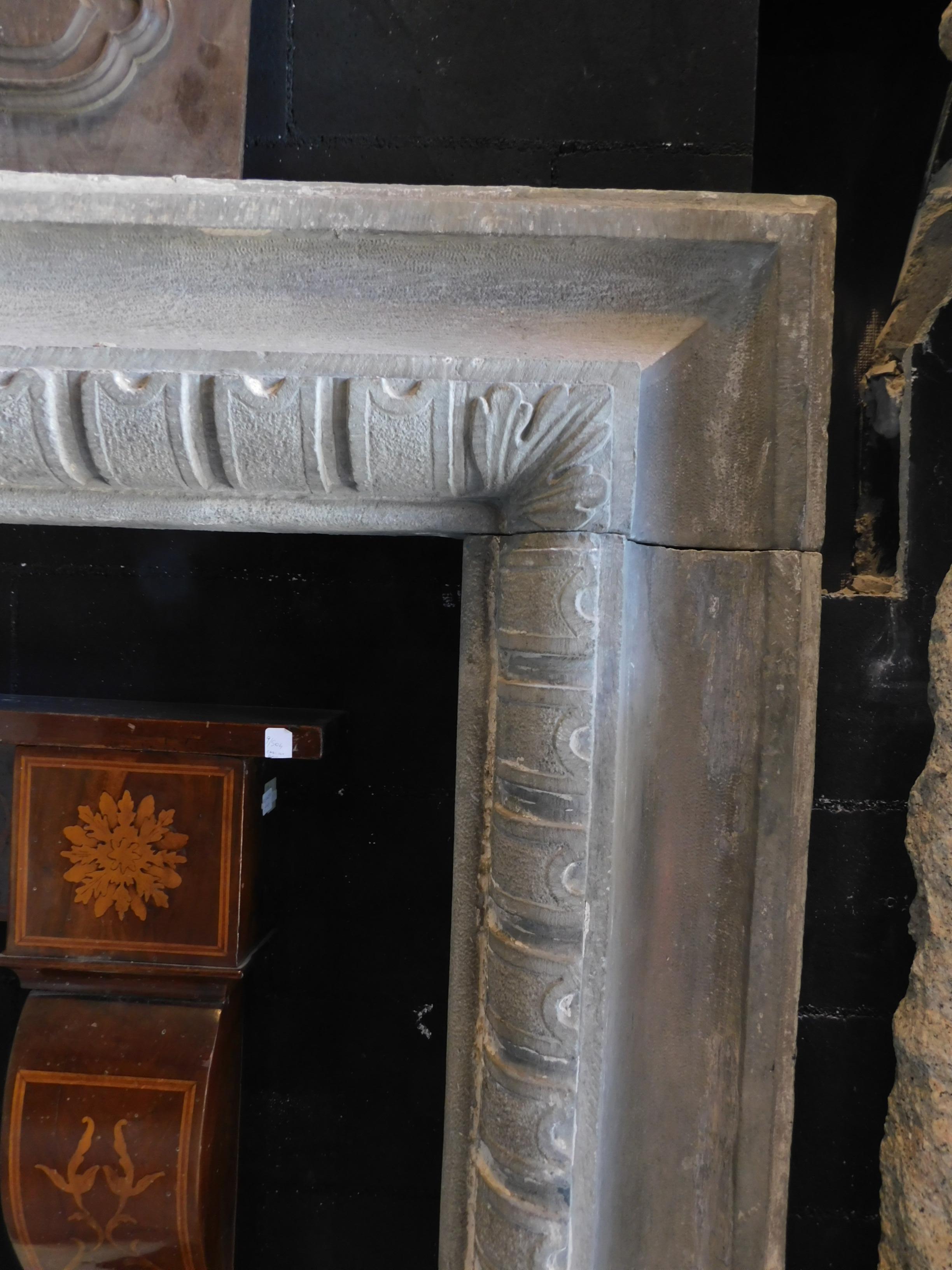 18th Century and Earlier Antique Salvator Rosa Fireplace in Serena Stone, 17th Century, Italy For Sale