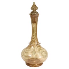 Antique Salviati Copper Aventurine Filigrana Venetian / Murano Glass Decanter