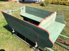 Antique Salzburg Sledge in Green with Heart Carvings