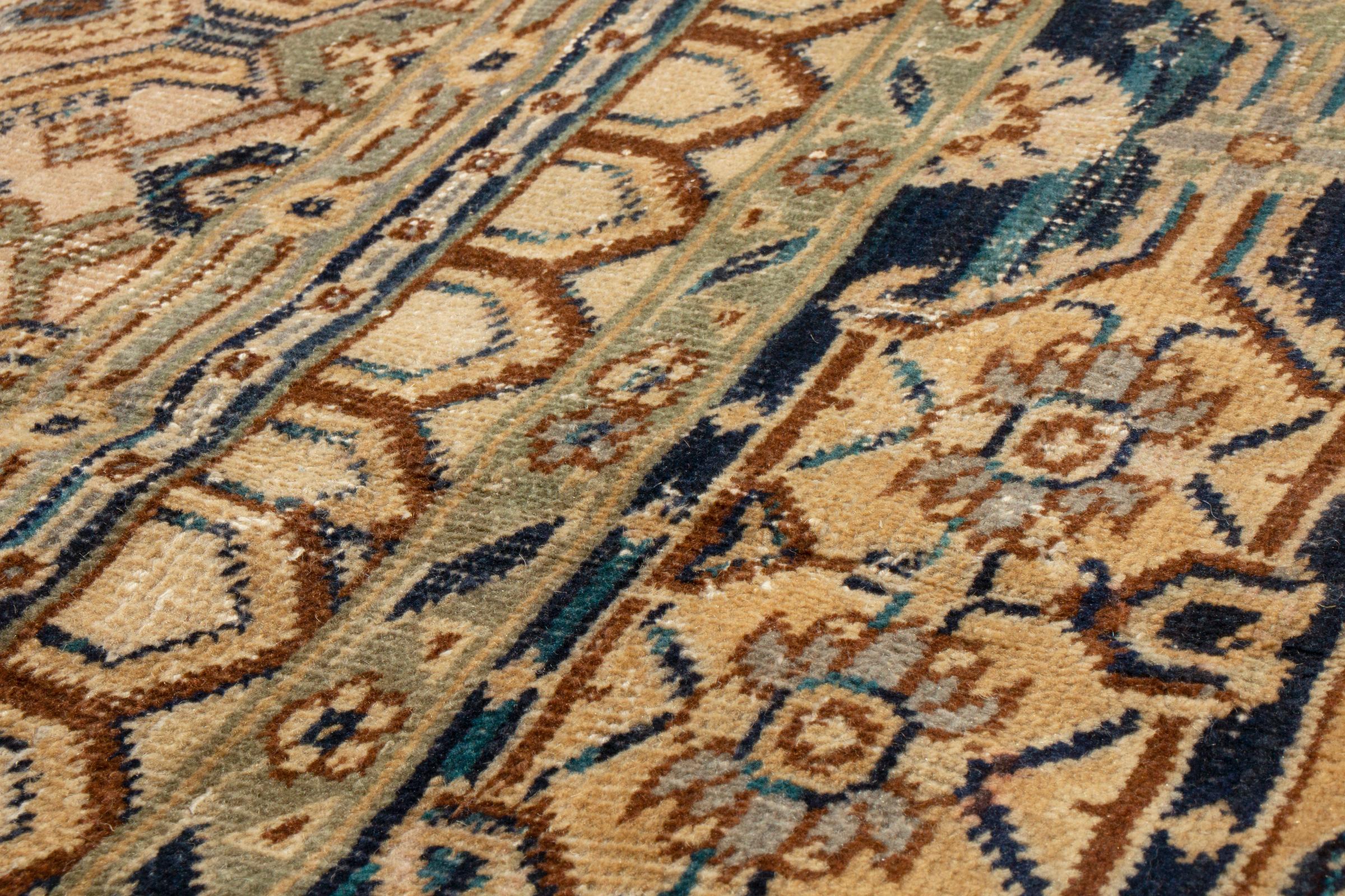 Turkish Antique Samarkand Khotan 1920 Geometric Wool Rug