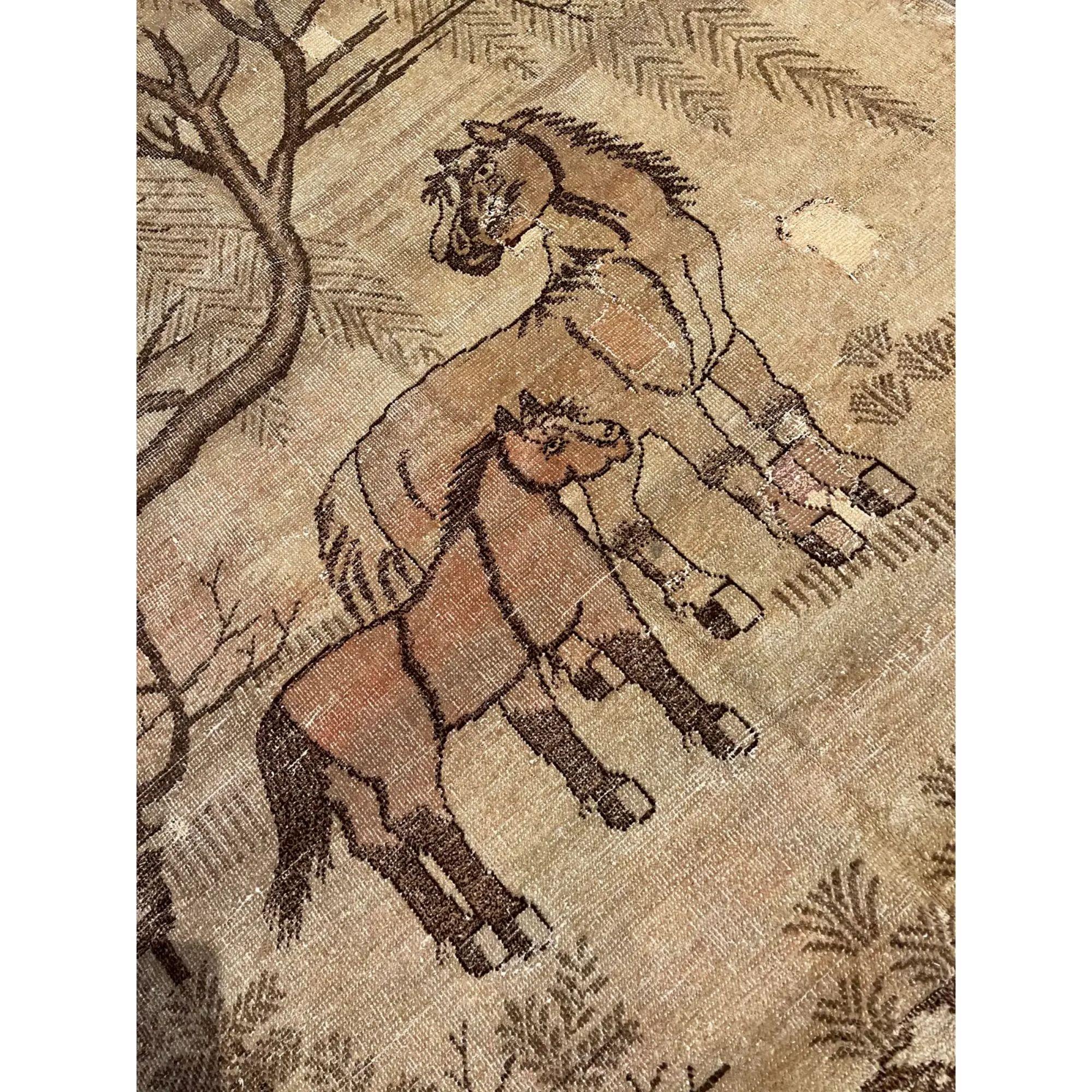 Khotan Antique Samarkand Animal Rug 6'8'' X 4'6'' For Sale