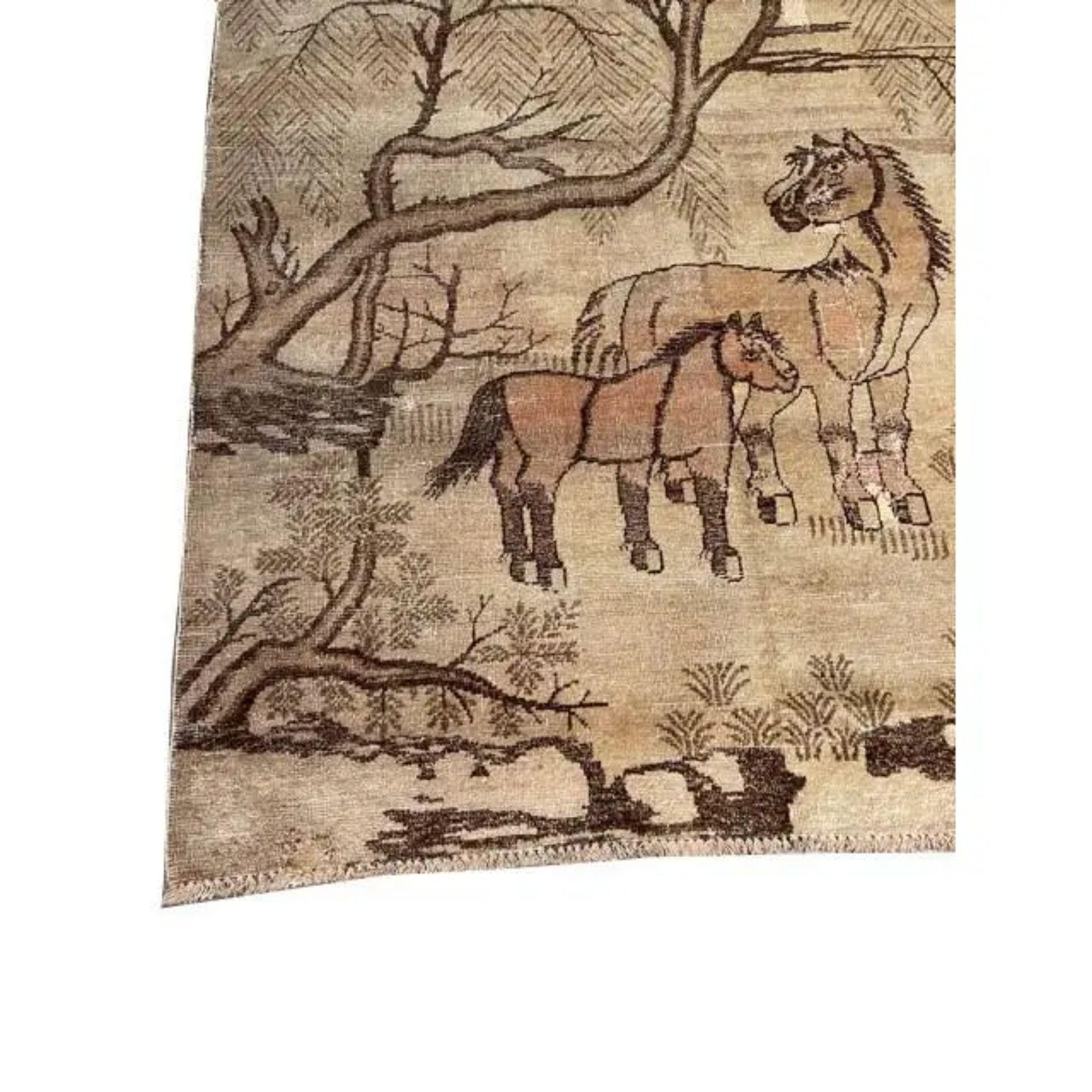 Inconnu Tapis antique Samarkand Animal 6'8'' X 4'6'' en vente