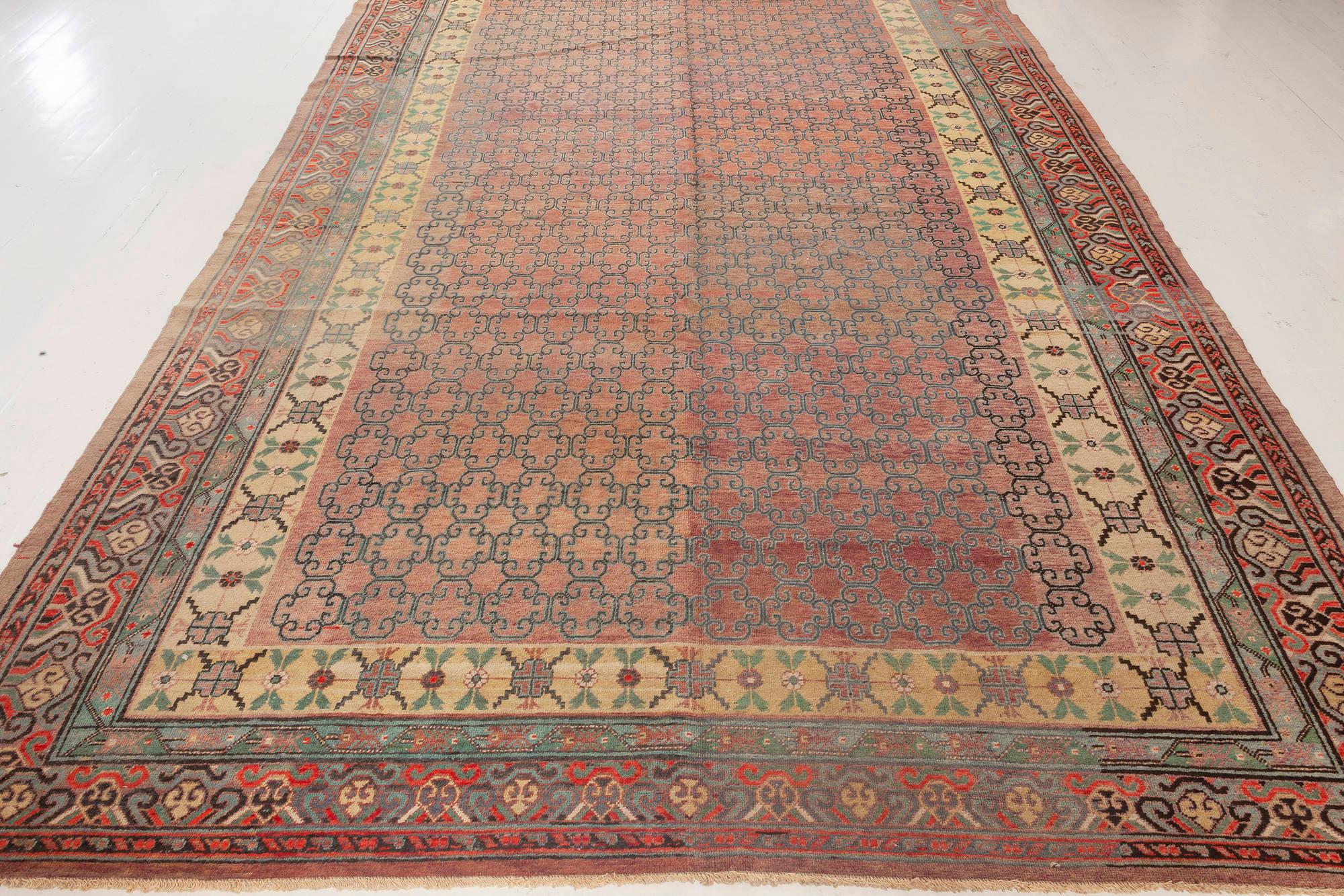 Antique Samarkand 'Khotan' Handmade Wool Rug In Good Condition For Sale In New York, NY