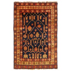 Antique Samarkand Khotan Traditional Red Blue Wool Rug by Rug & Kilim