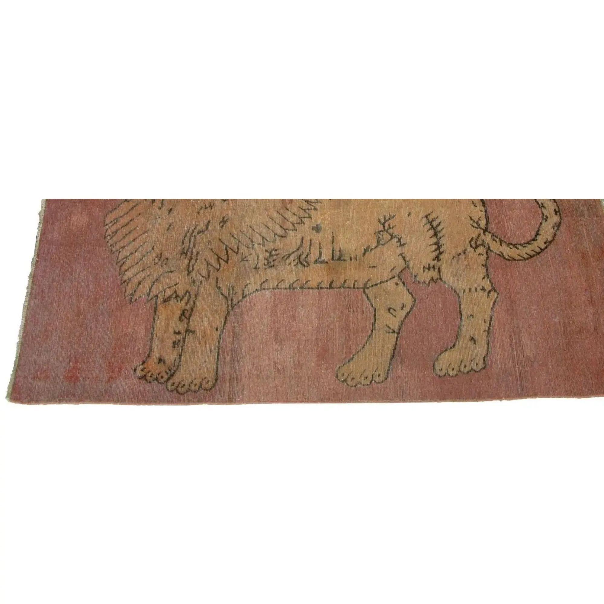 Antiker Samarkand-Teppich im Löwendesign - 6'6'' X 4'4'' (Unbekannt) im Angebot
