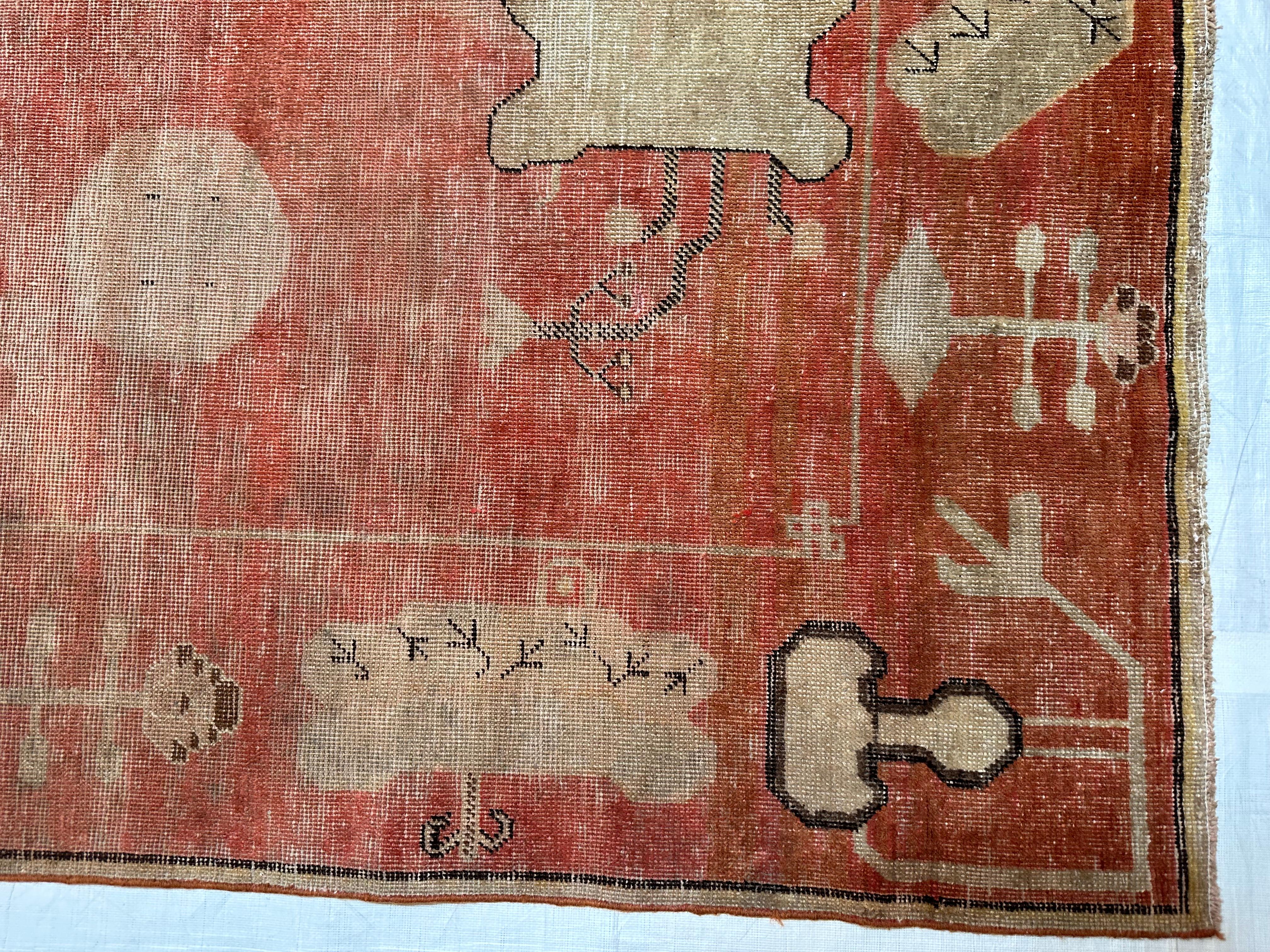 Tribal Tapis Samarkand ancien 1900 -10'7'' X 5'6'' en vente