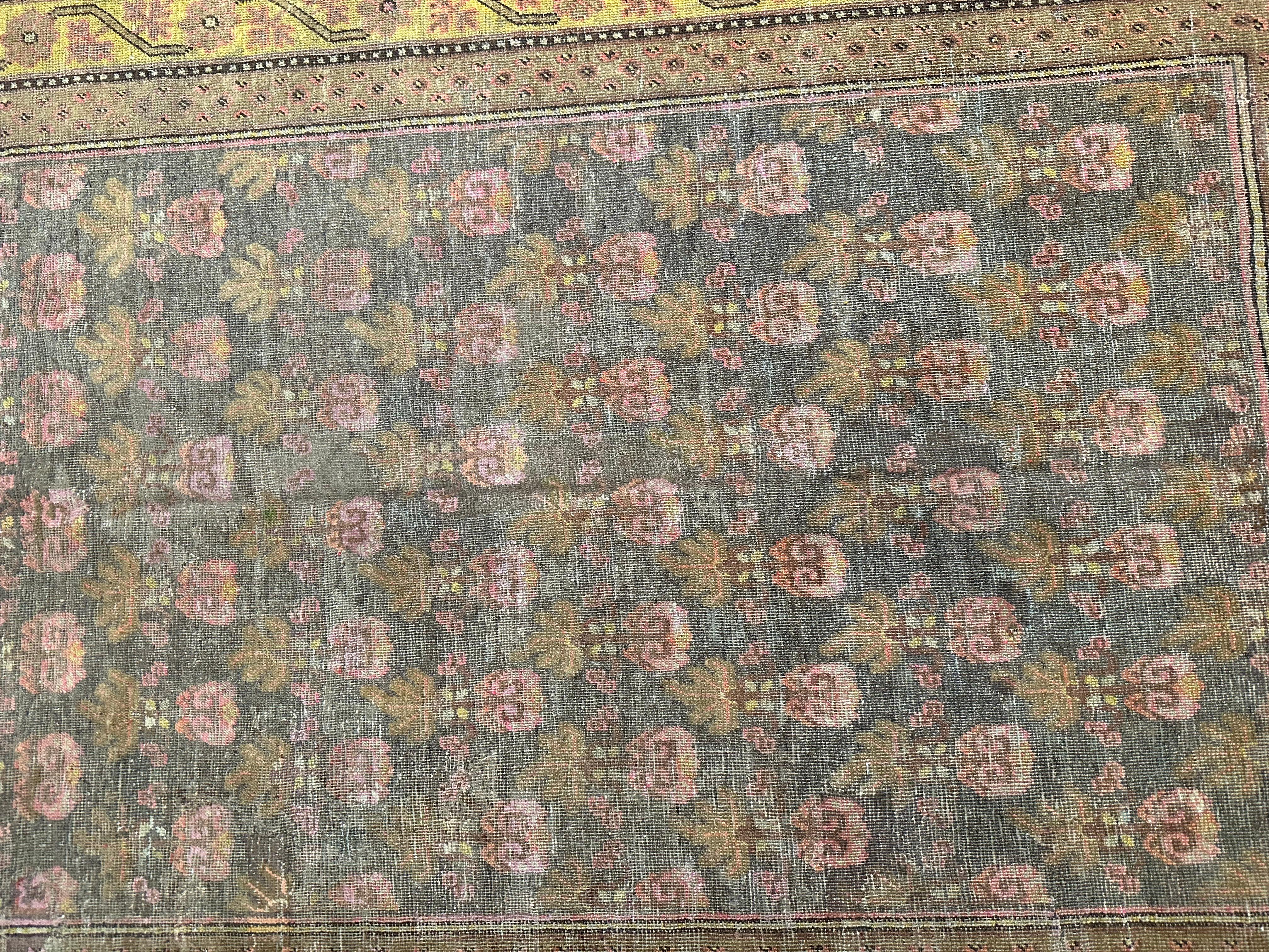 Antiker usbekischer Samarkand-Teppich 8'4'' X 5'8'', Stammes- und traditionell, antik und vintage, Wolle auf Baumwollbasis