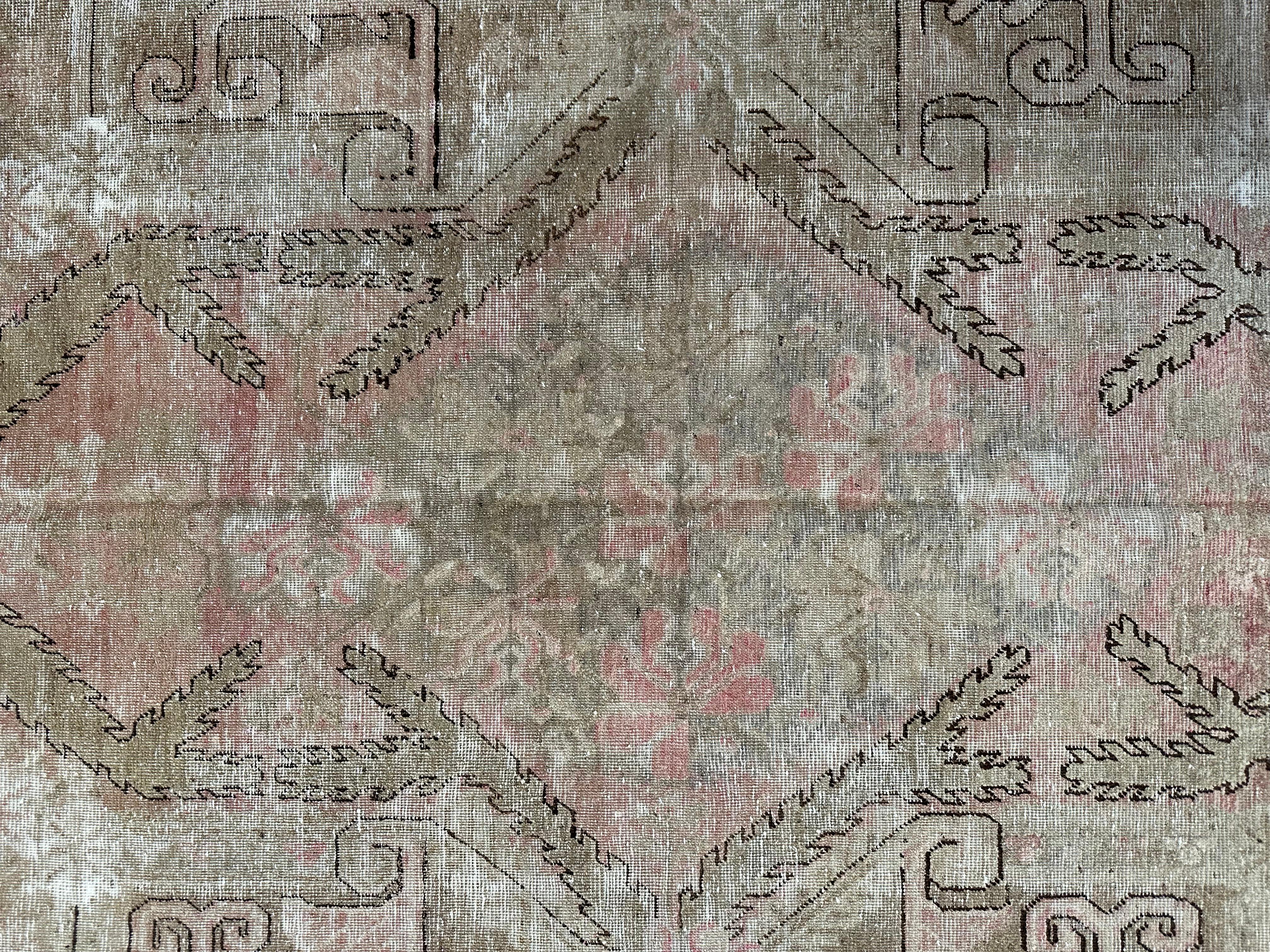 Antiker usbekischer Samarkand-Teppich 8'8'' X 4'10'', Stammes- und traditionell, antik und vintage, Wolle auf Baumwollbasis