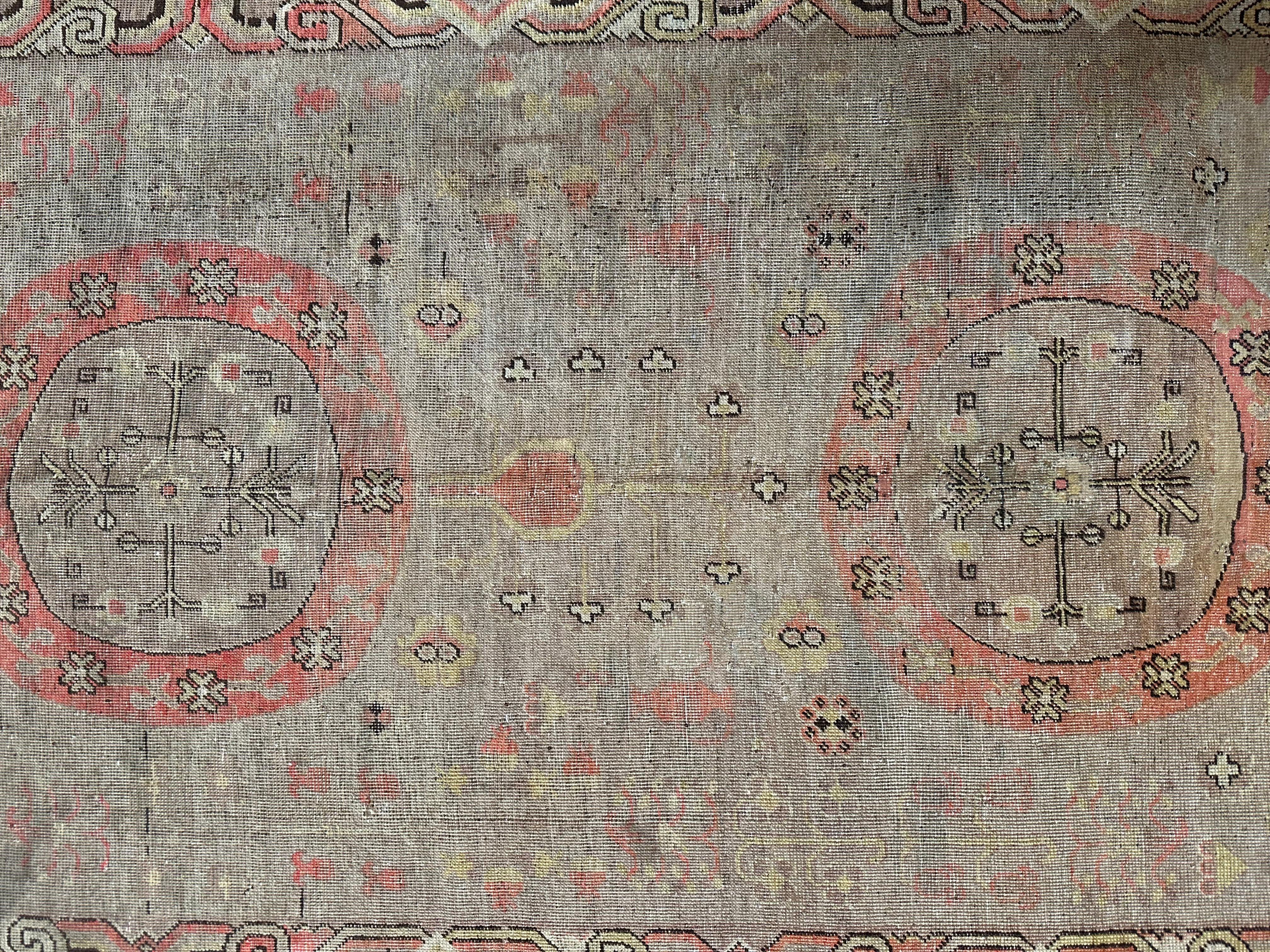Antiker usbekischer Samarkand-Teppich 9'1'' X 4'10'', Stammes- und traditionell, antik und vintage, Wolle auf Baumwollbasis