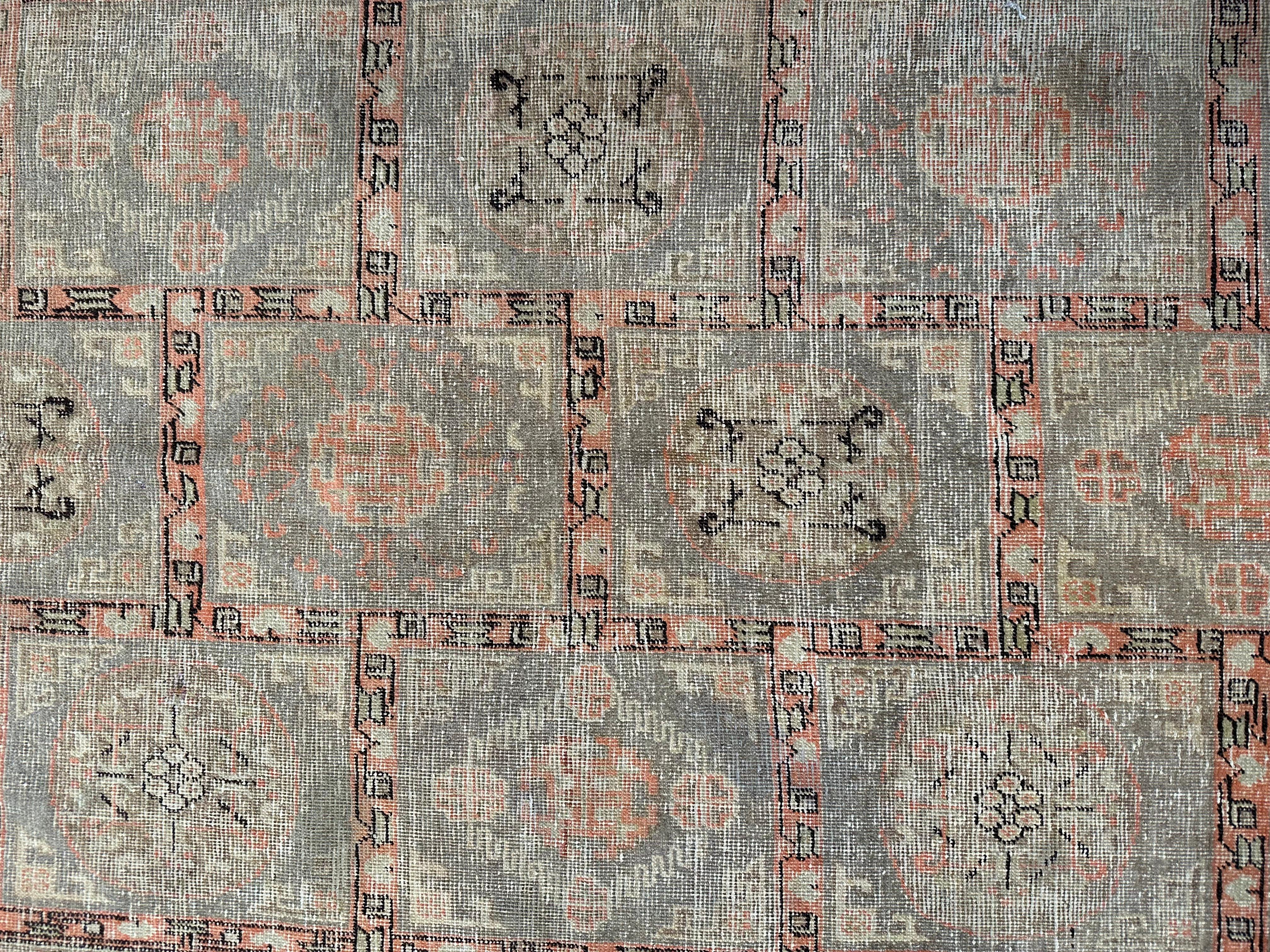 Antiker usbekischer Samarkand-Teppich 9'7'' X 5'3'', Stammes- und traditionell, antik und vintage, Wolle auf Baumwollbasis