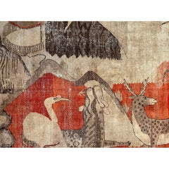 Antique Samarkand Rug with Animal Print Design