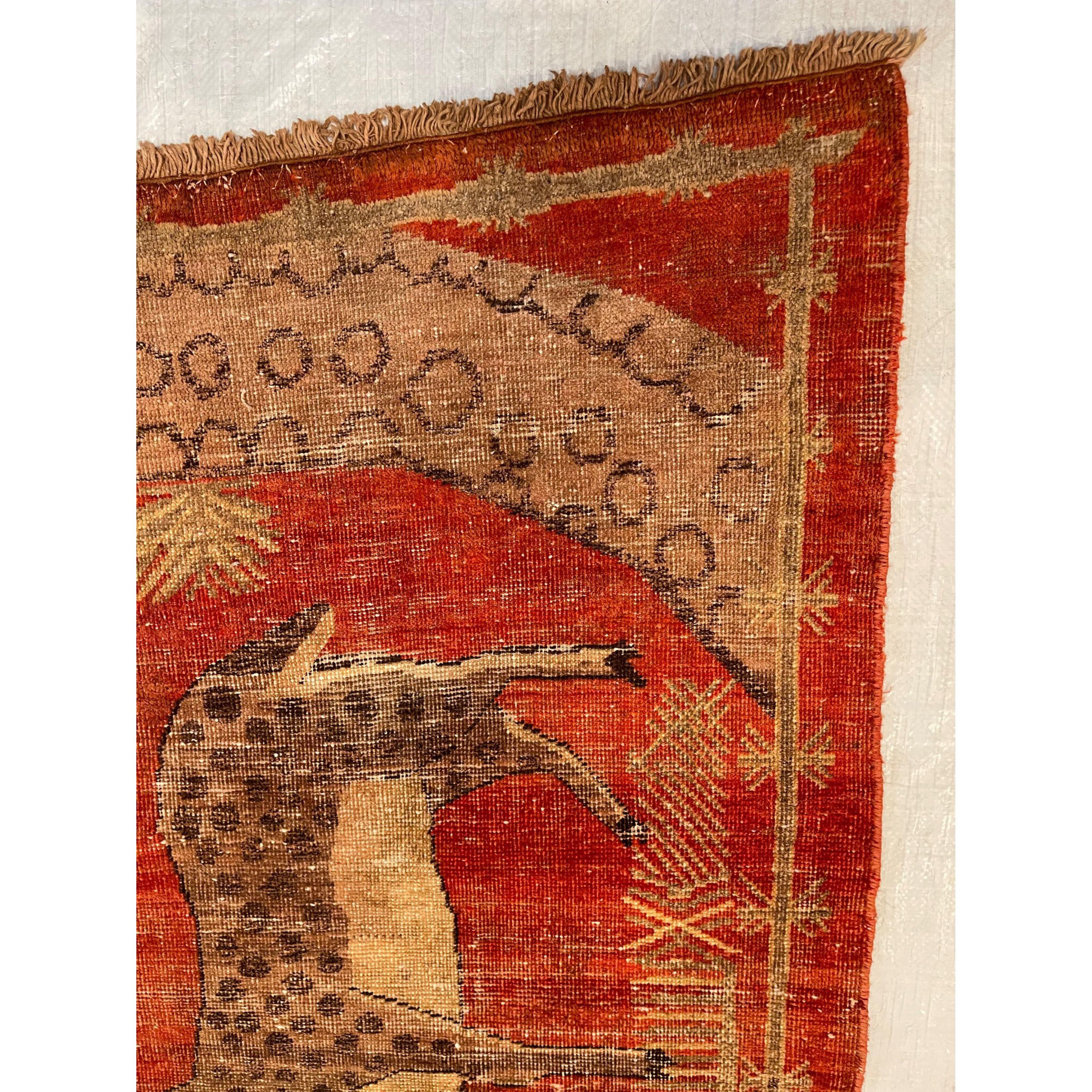 Other Antique Samarkand Rug with Animal Print Design For Sale
