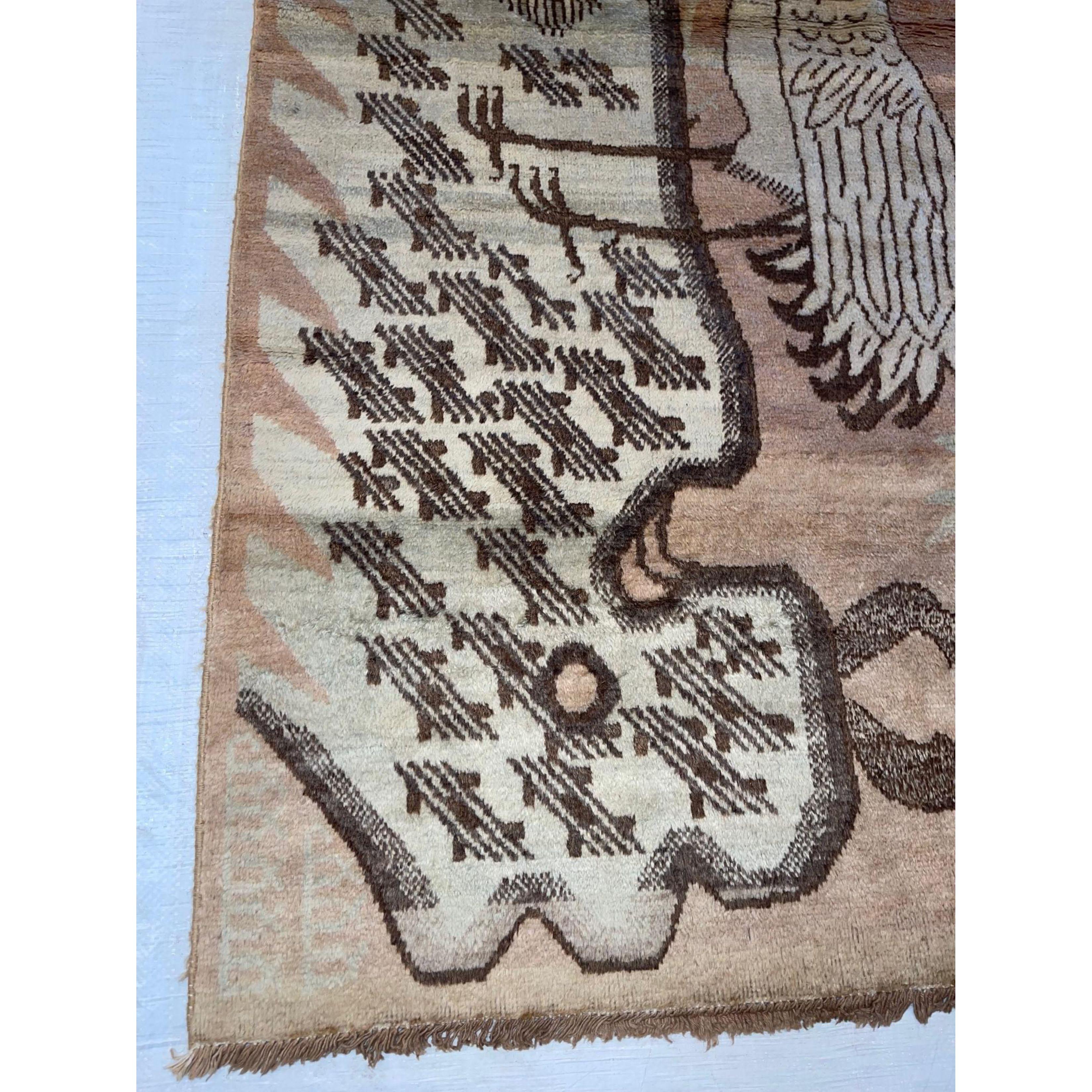 Other Antique Samarkand Rug with Animal Print Design For Sale