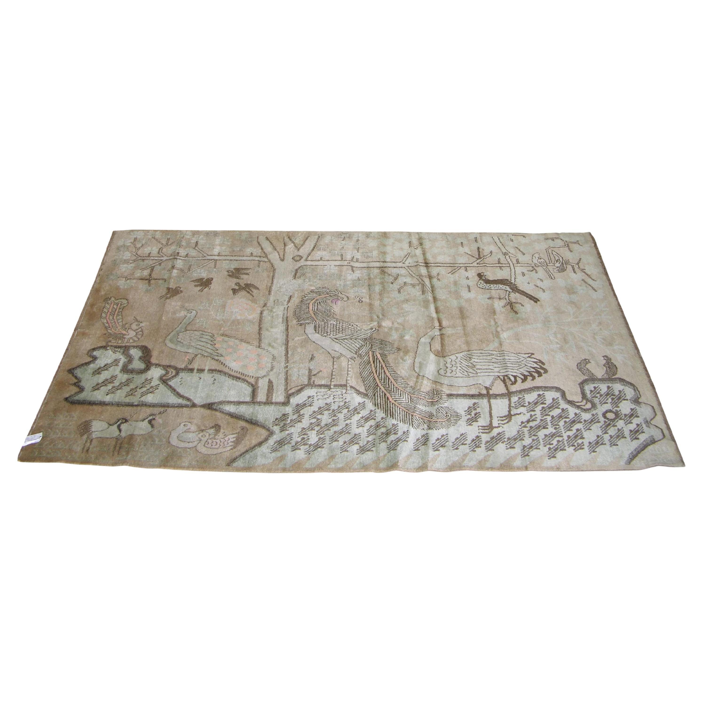 Antiker Samarkand-Teppich mit Tierdruck-Design