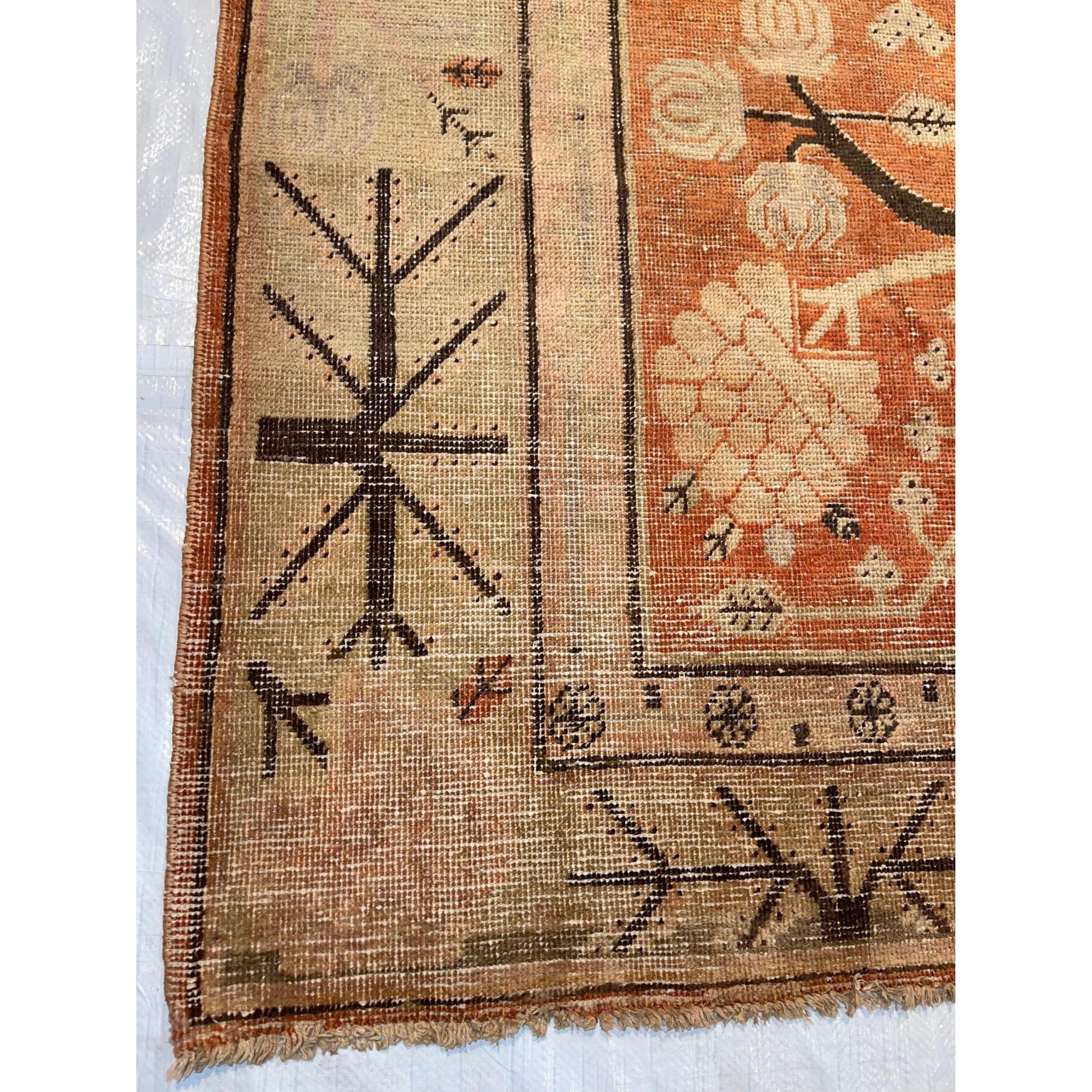 Other Antique Samarkand Rug with Botanical Design For Sale