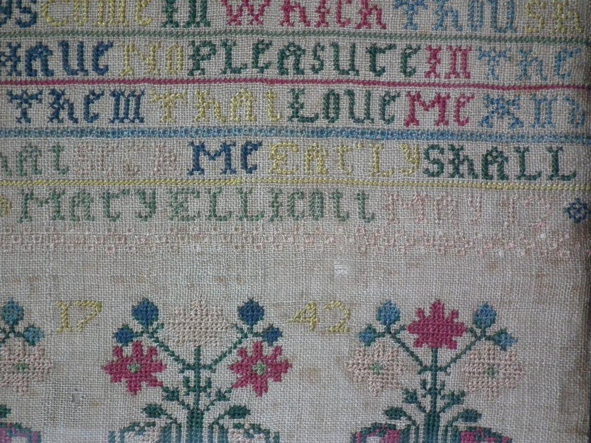 Antique Sampler, 1742, by Mary Ellicott In Good Condition In Chelmsford, Essex