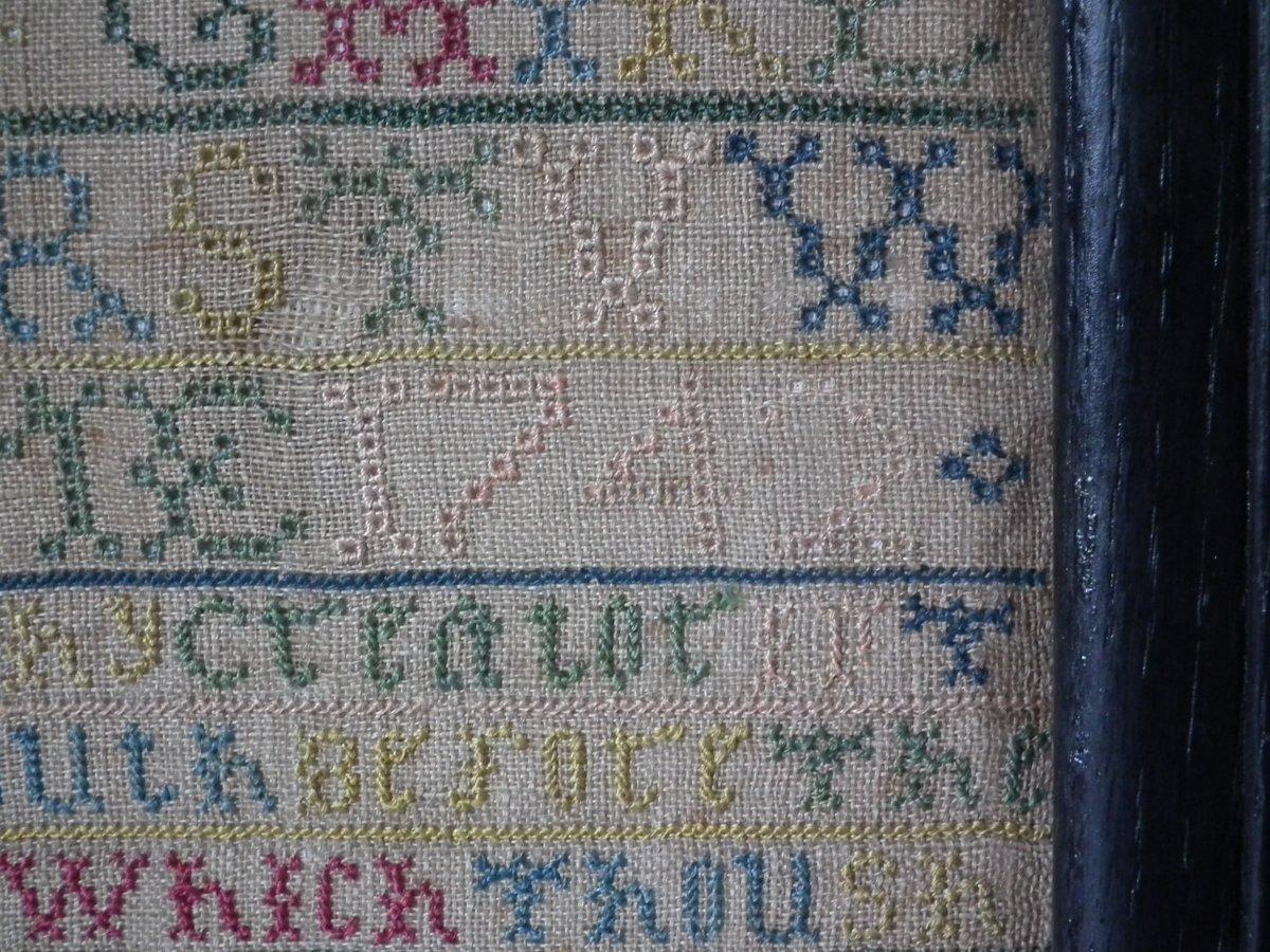 Mid-18th Century Antique Sampler, 1742, by Mary Ellicott