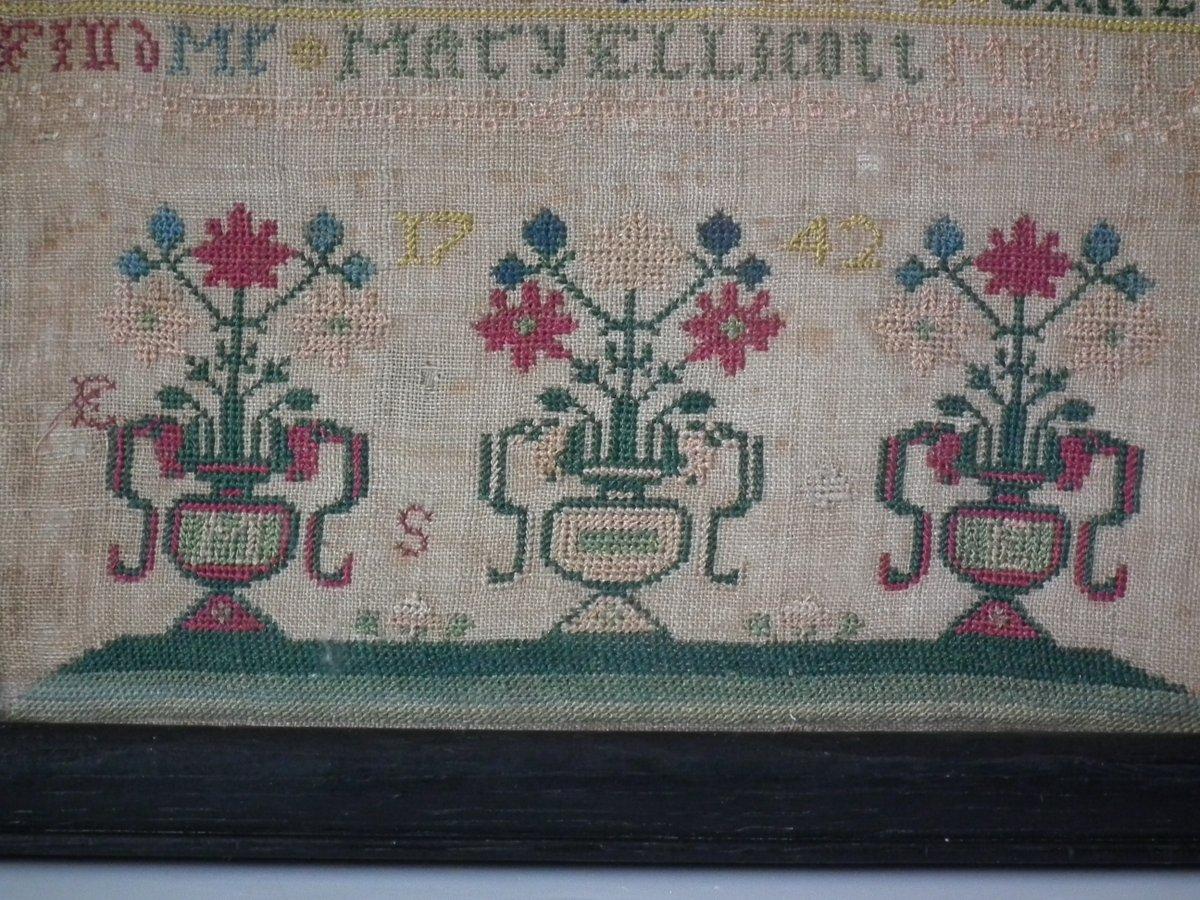 Textile Antique Sampler, 1742, by Mary Ellicott