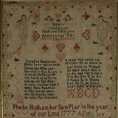 Antique Sampler, 1777 by Phebe Hotham Aged 10