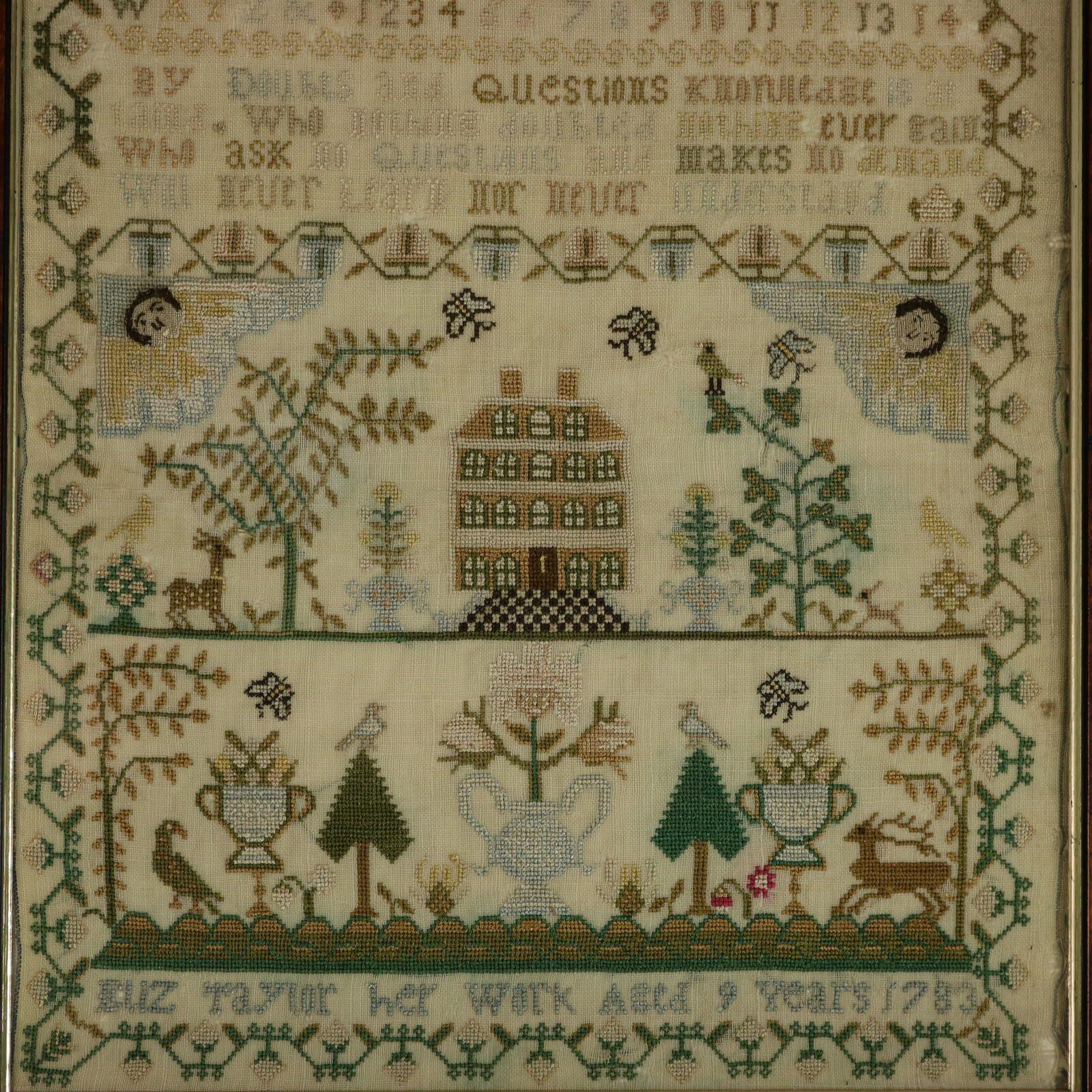 Antique Sampler, 1783, by Eliz Taylor Aged 9 In Good Condition In Chelmsford, Essex