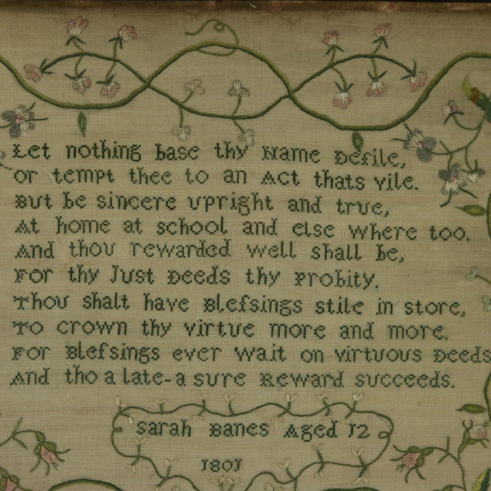 Campionario antico, 1801, di Sarah Banes In condizioni buone in vendita a Chelmsford, Essex