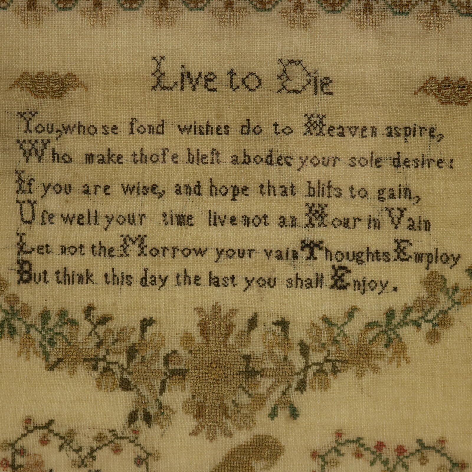 Antikes Mustertuch, 1815, von Ann Platt im Alter von 11 Jahren (Seide) im Angebot